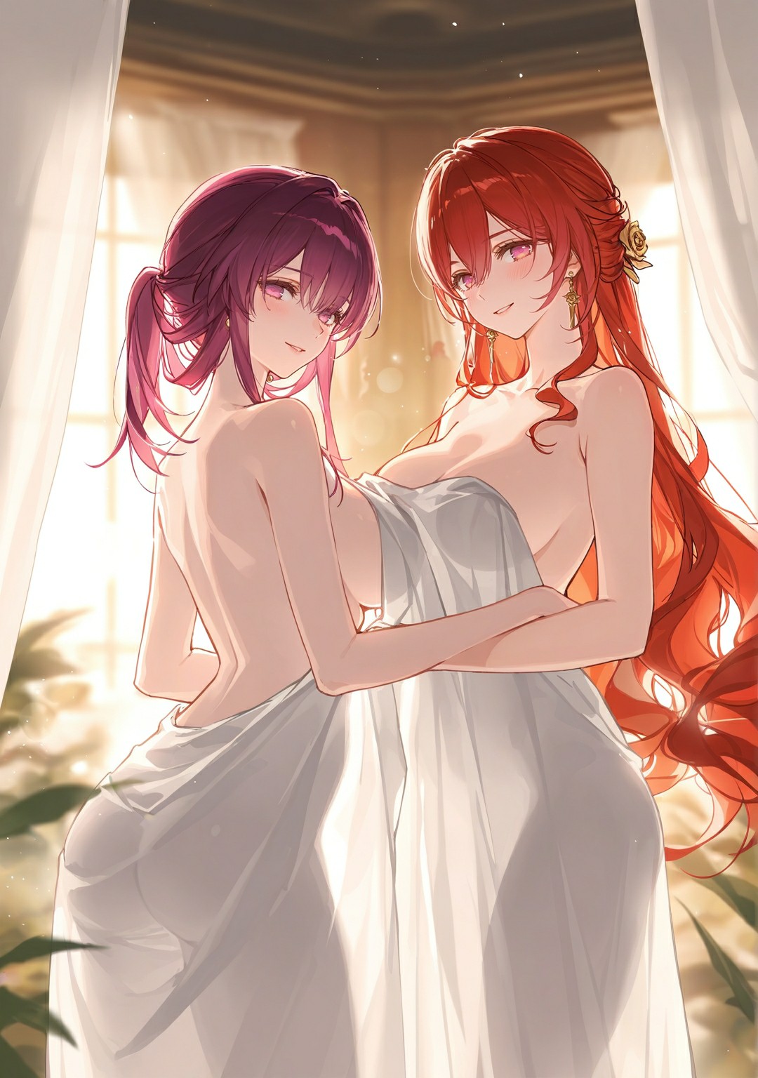 暖室柔光漫洒,卡芙卡与姬子的温柔瞬间