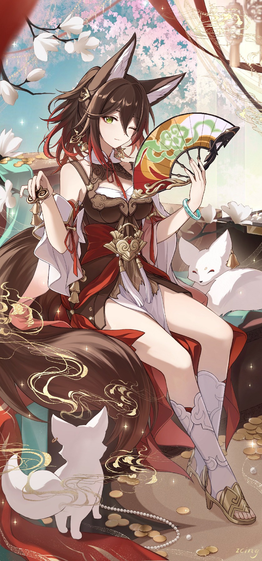 古风狐耳少女携灵狐，华丽国风超吸睛