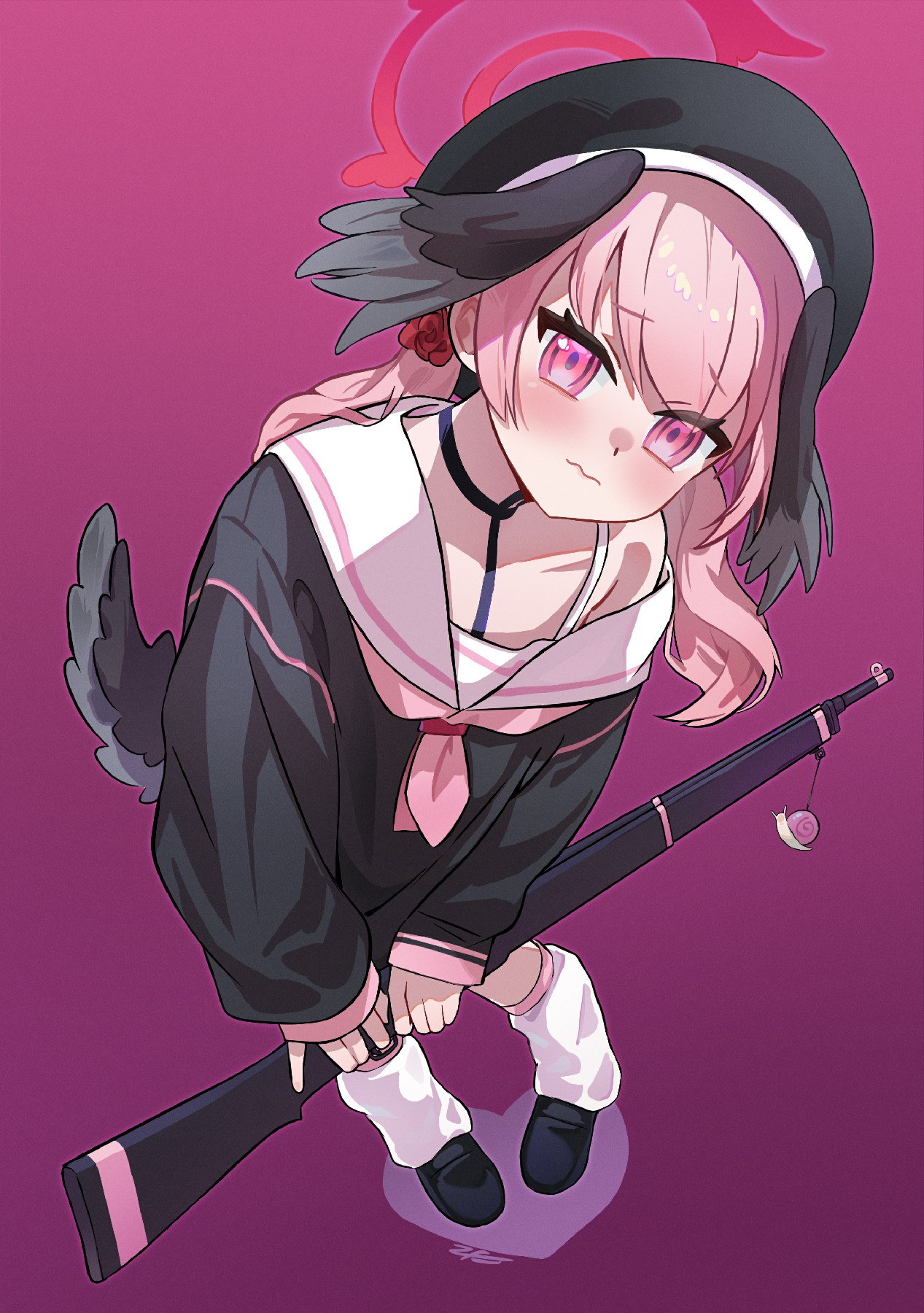 粉发持枪少女的独特魅力