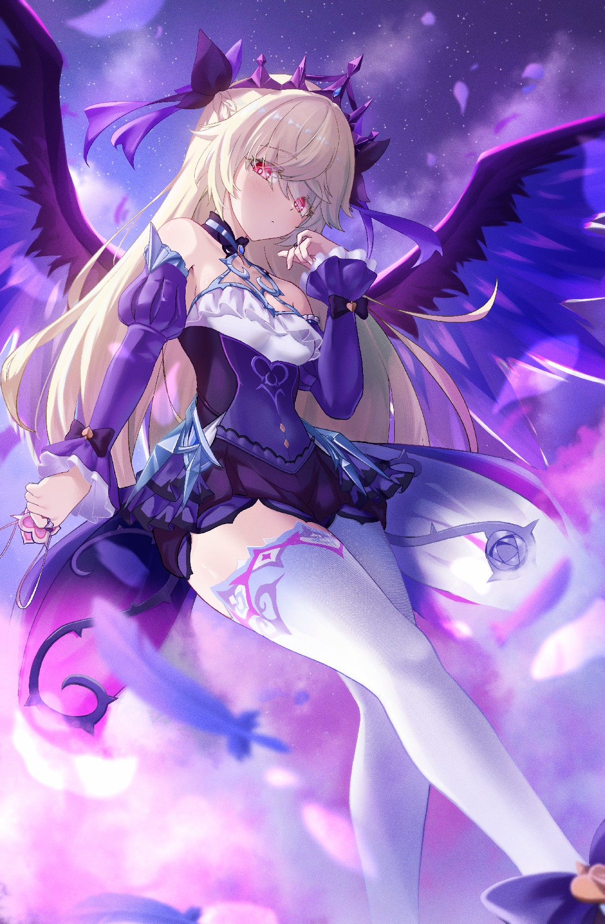 暗翼金发冷艳少女，哥特风氛围感直接拉满