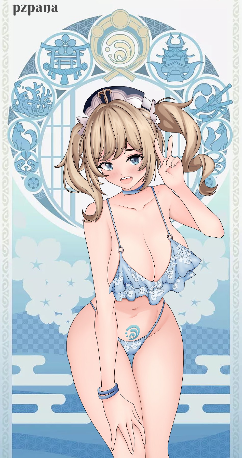 二次元和风泳装少女 元气满满超吸睛