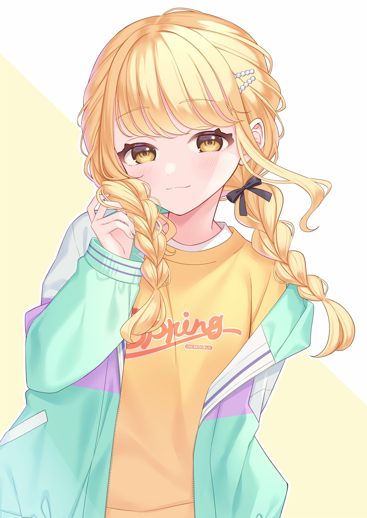 双麻花辫少女的元气穿搭