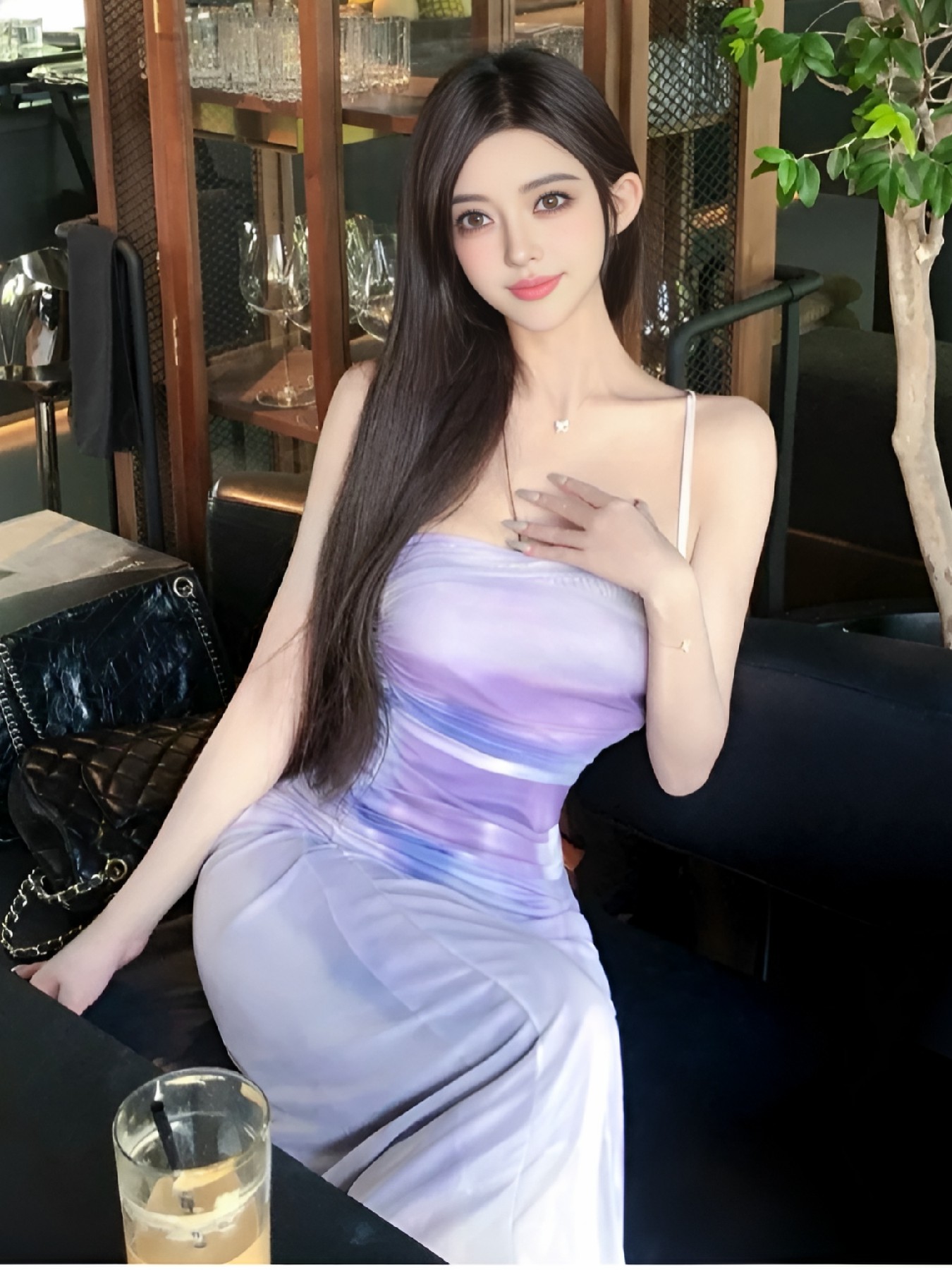 温柔似水的紫色氛围感穿搭