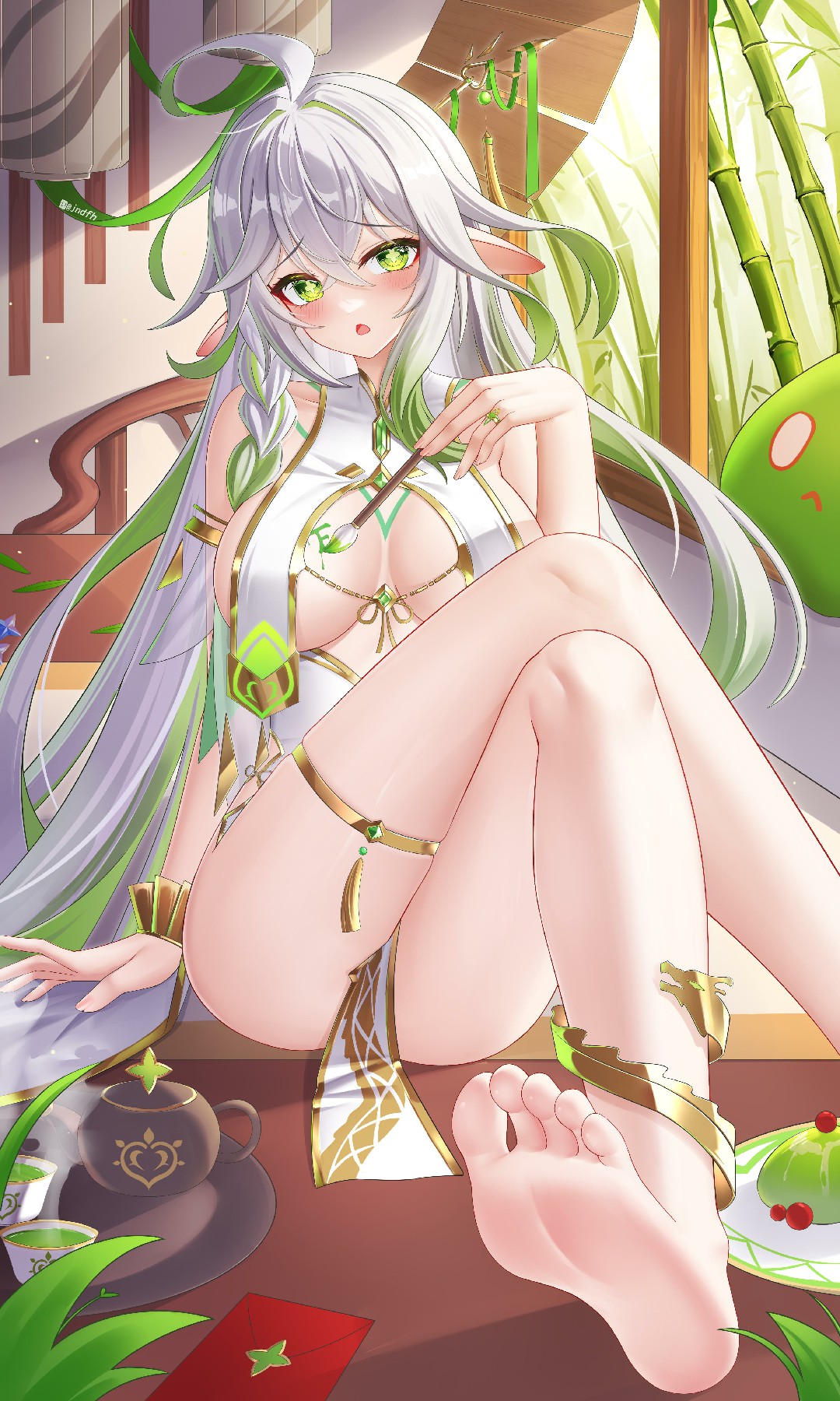 成年草神茶间小憩，娇憨神态氛围感拉满