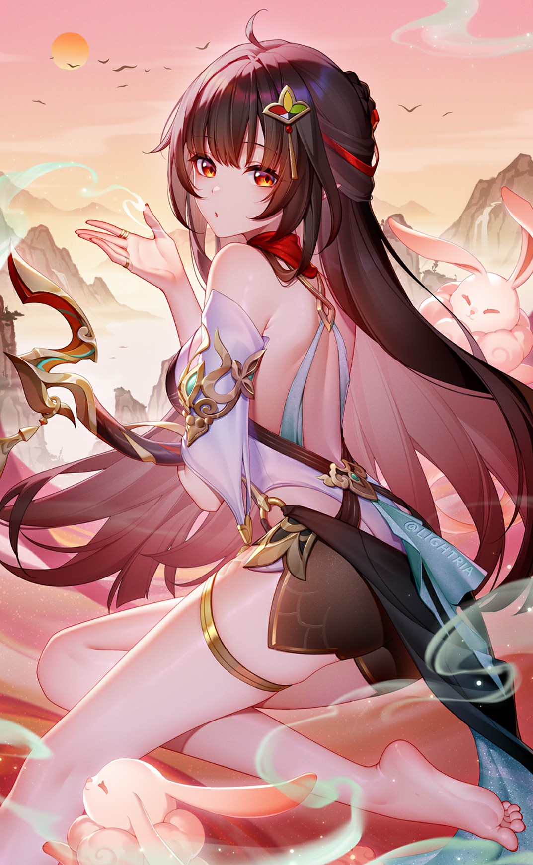 阮梅伴月兔，国风山水间尽显仙姿曼妙