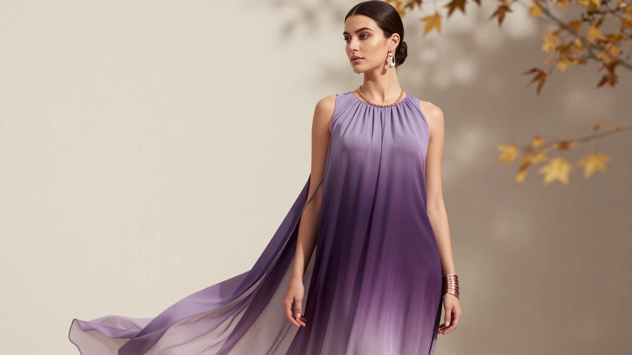 如何用配饰提升紫色裙的氛围感