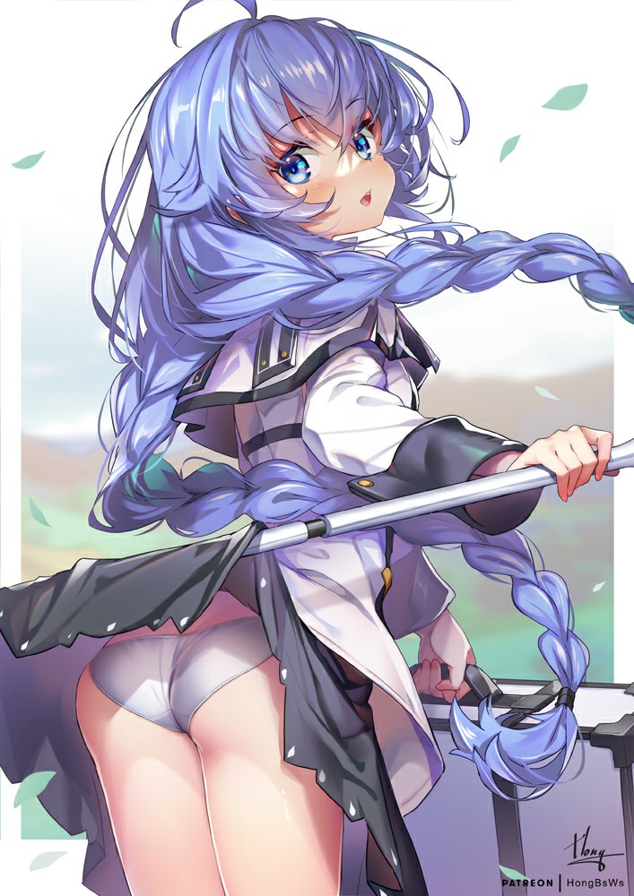 二次元蓝发双马尾少女的活力瞬间