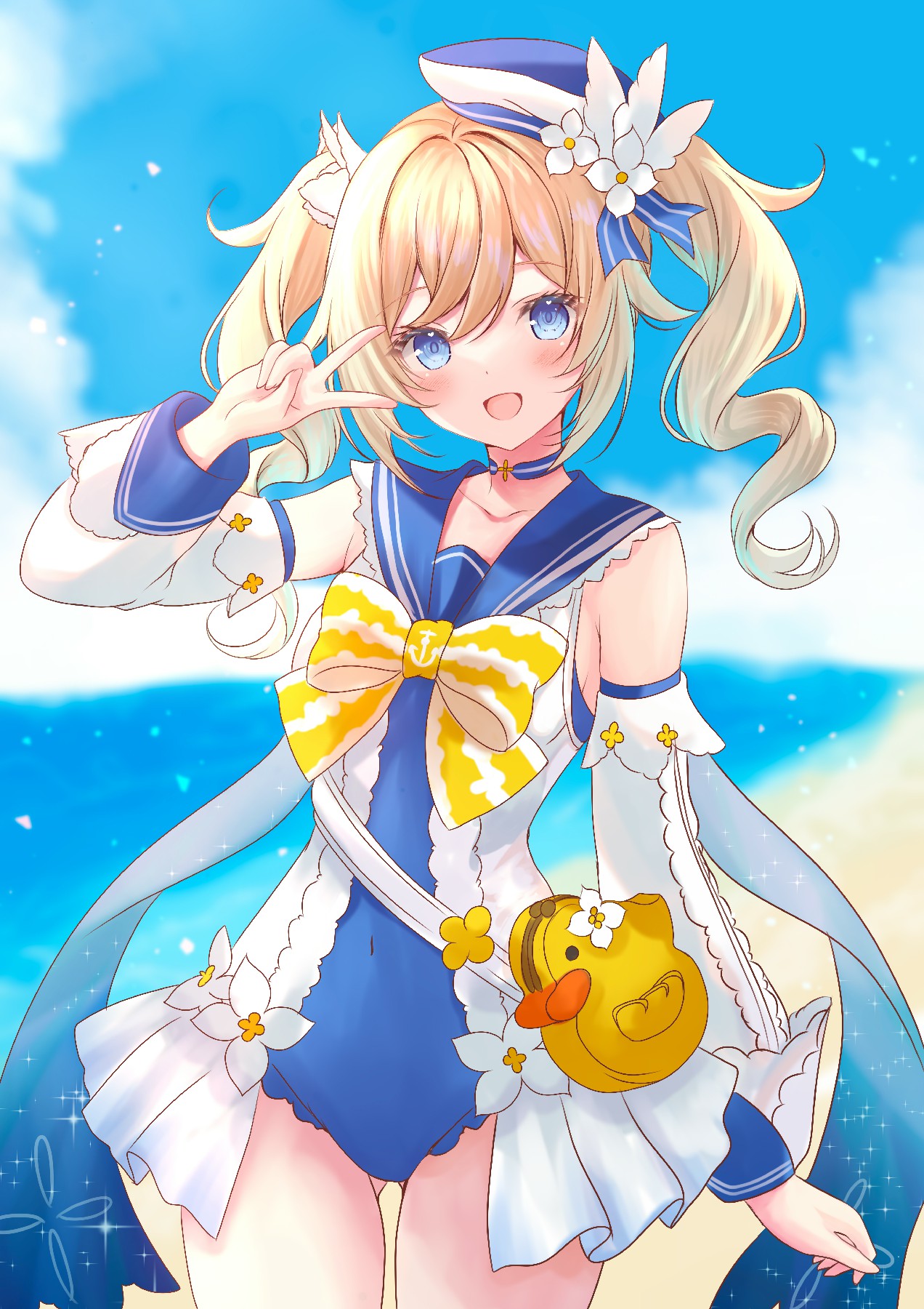 夏日海边水手服少女元气造型