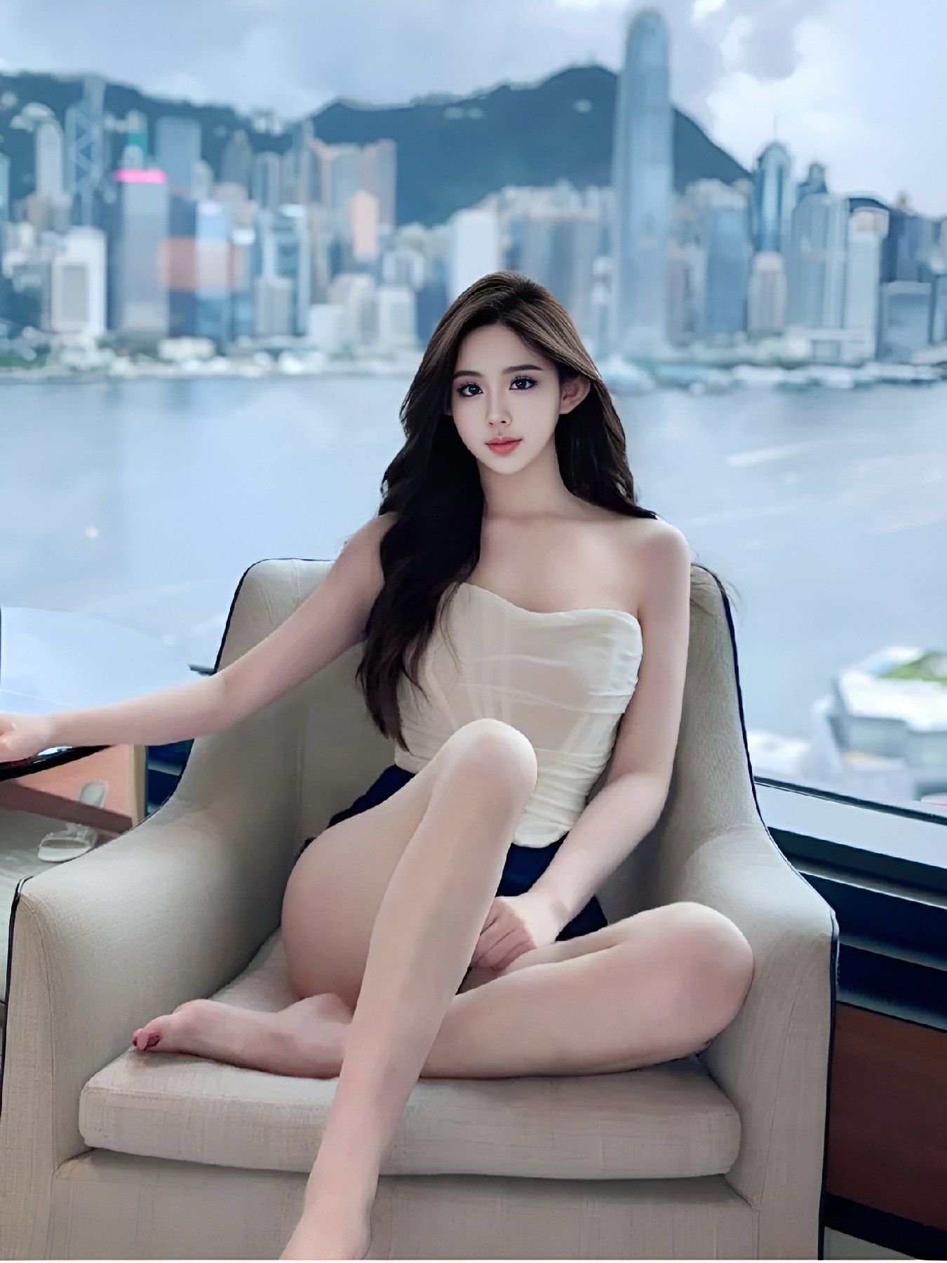 都市窗边的优雅气质女神