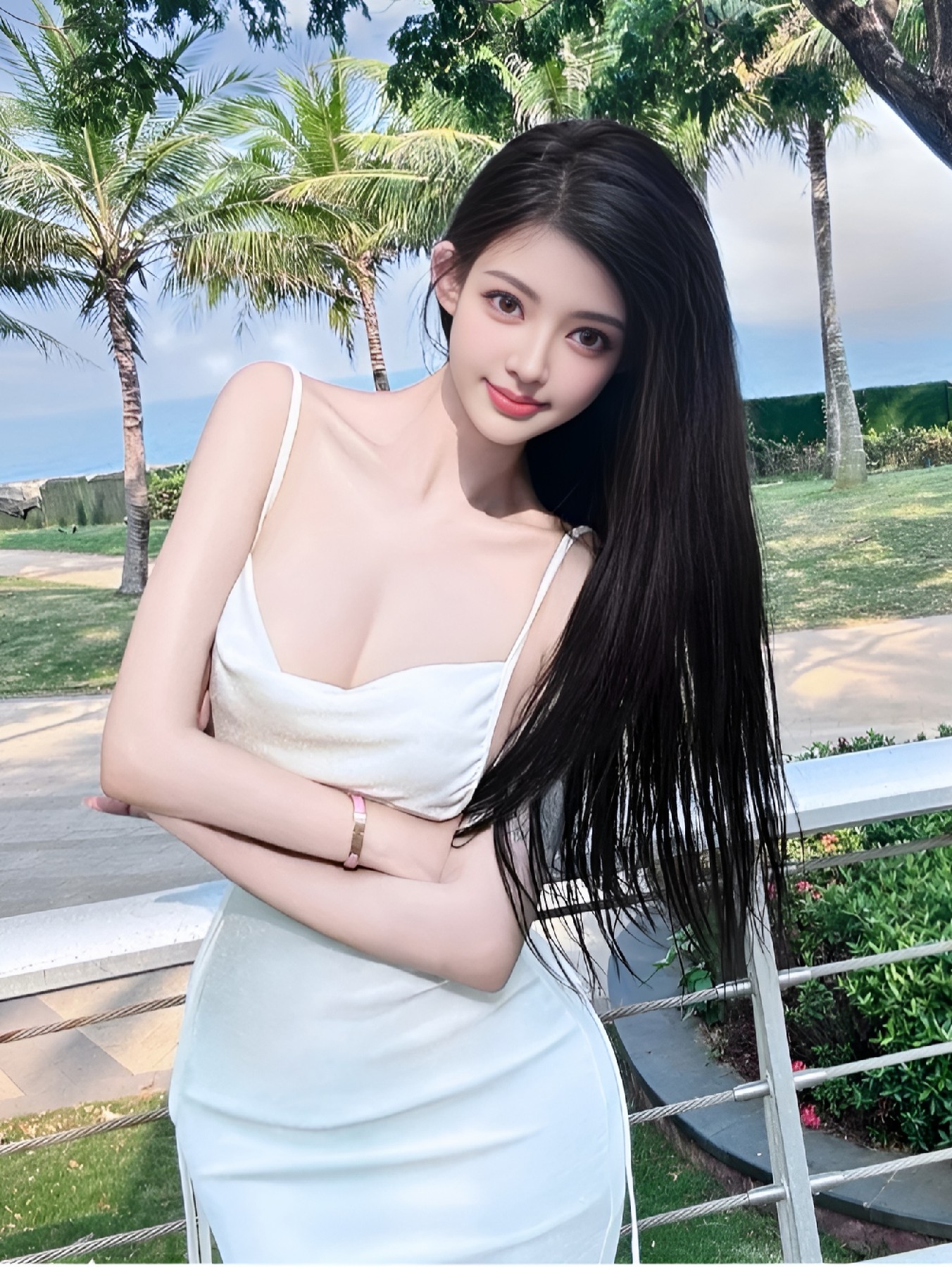 海边度假风｜白吊带裙氛围感拉满