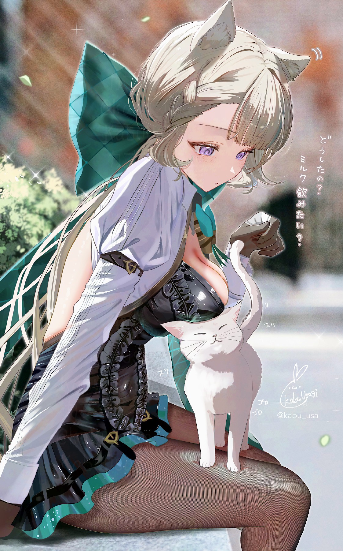 原神琳妮特撸小白猫，软萌温柔氛围感拉满