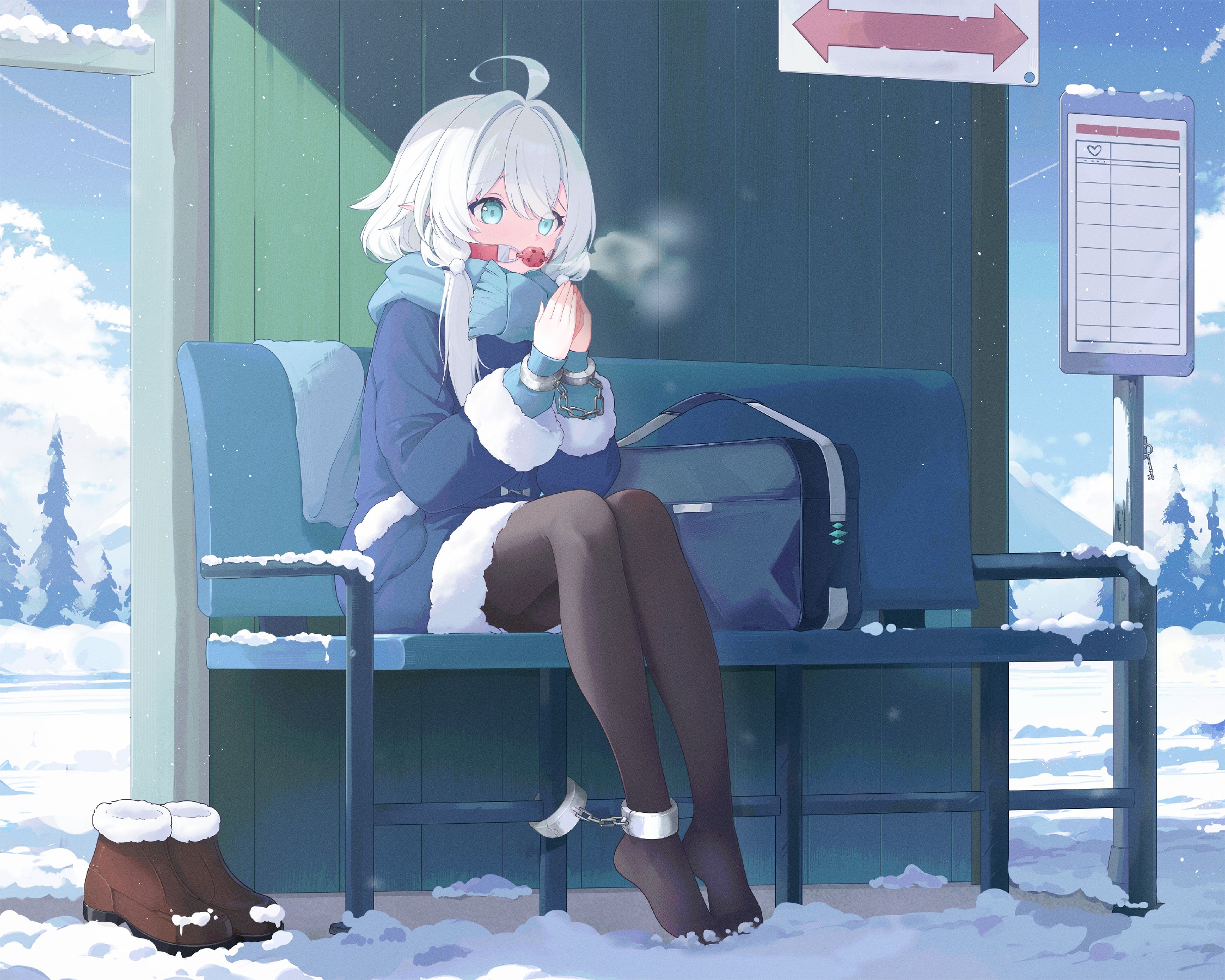 雪国车站，被束缚的白发少女