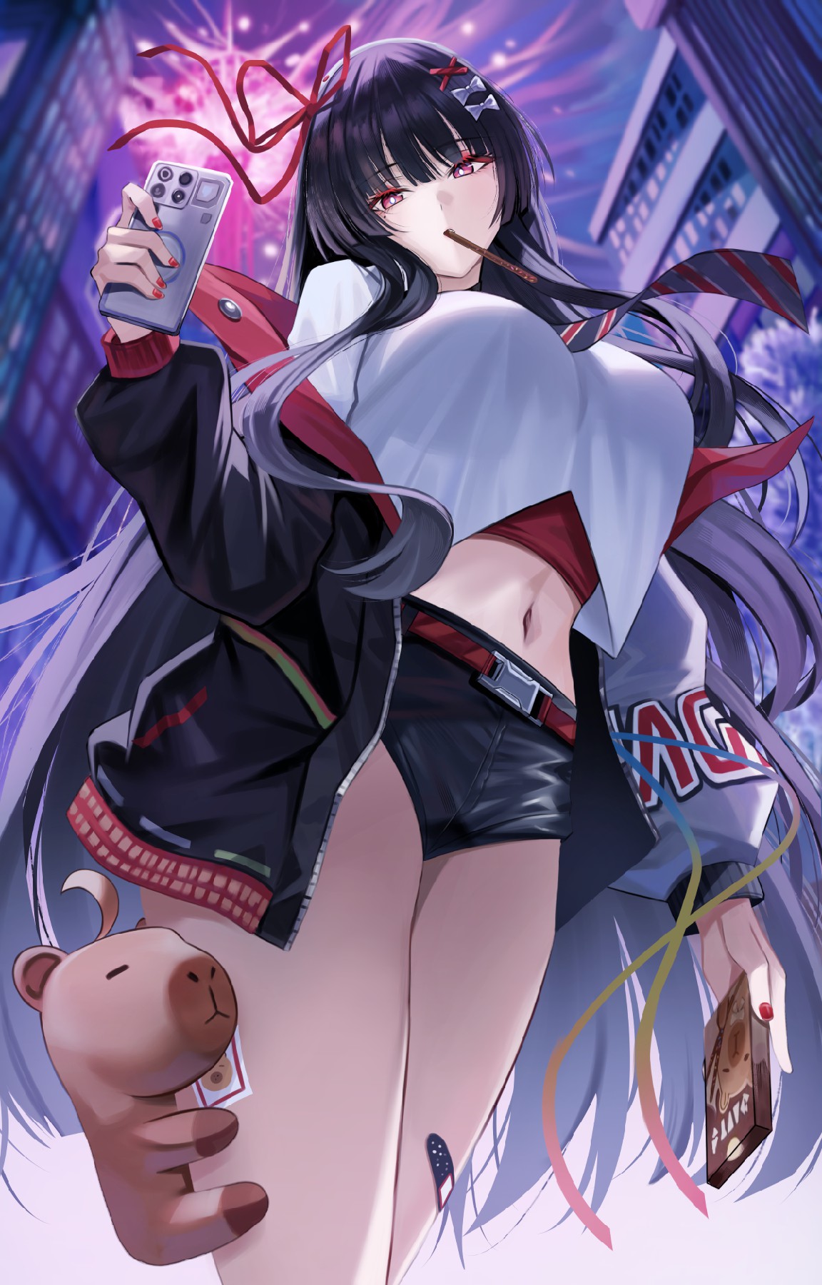 街头潮酷少女的零食自拍日常