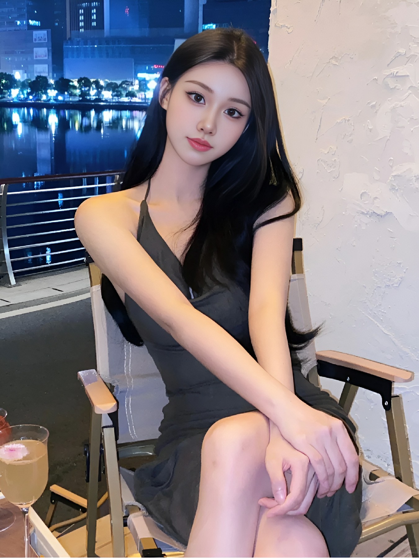 城市夜景下的吊带裙｜氛围感拉满