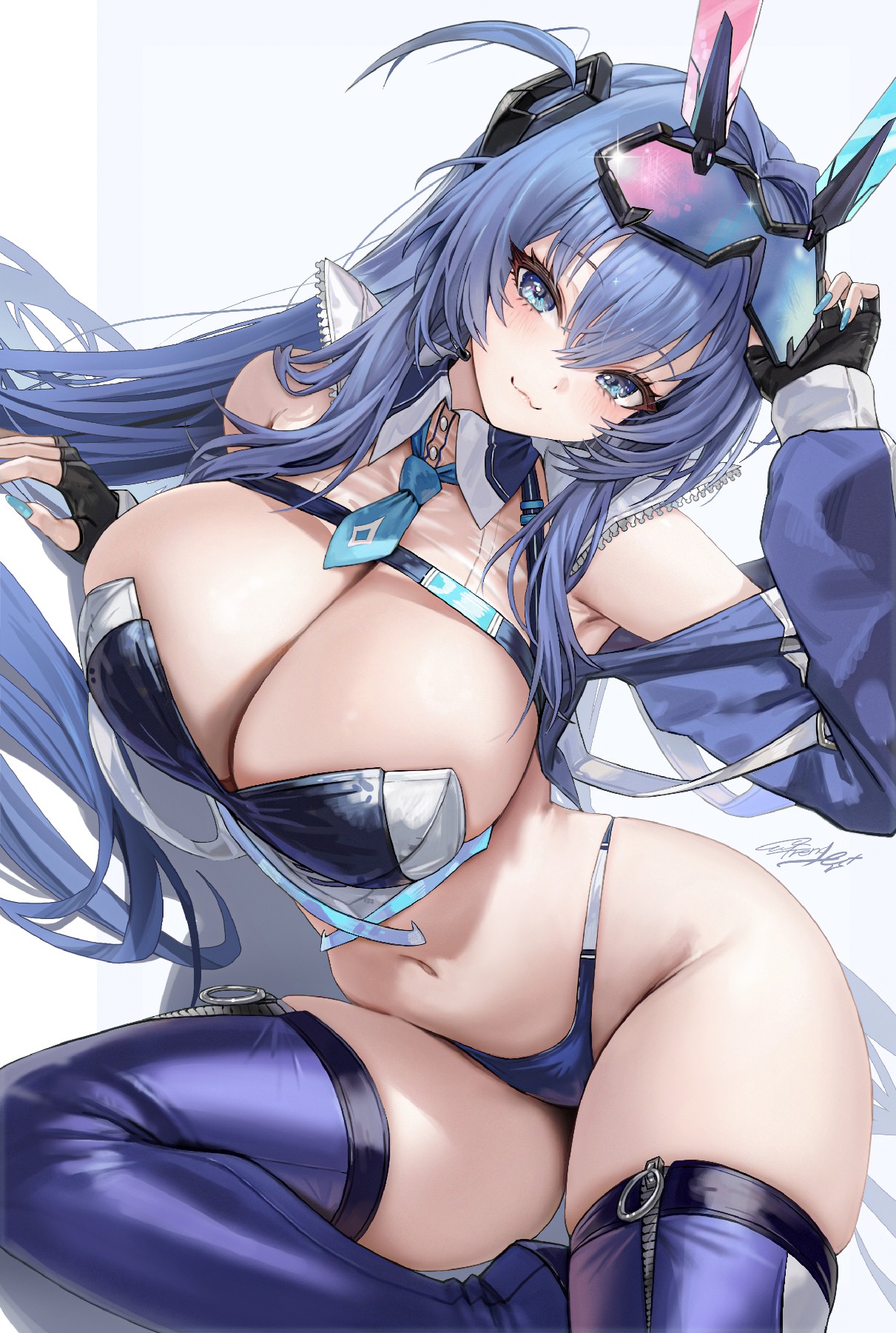 蓝发机甲系美少女的魅惑二次元形象