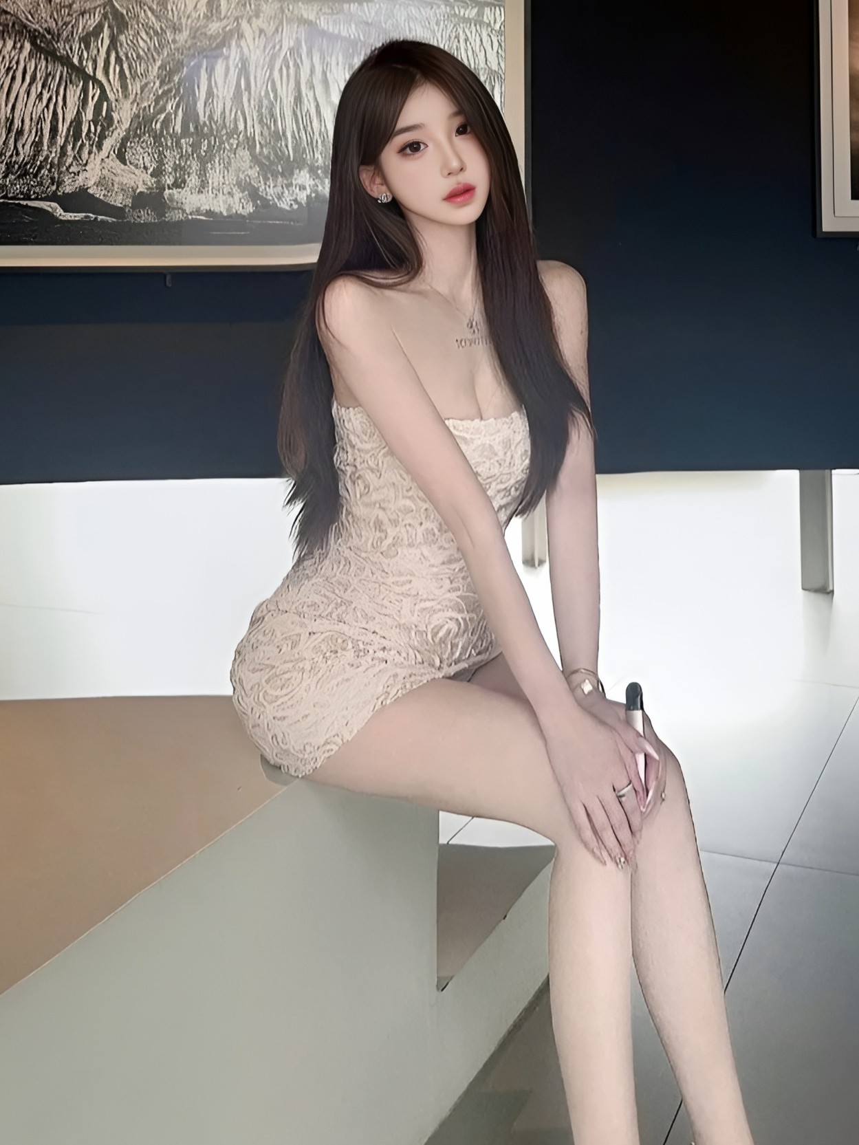 温柔抹胸裙 日常出街氛围感穿搭