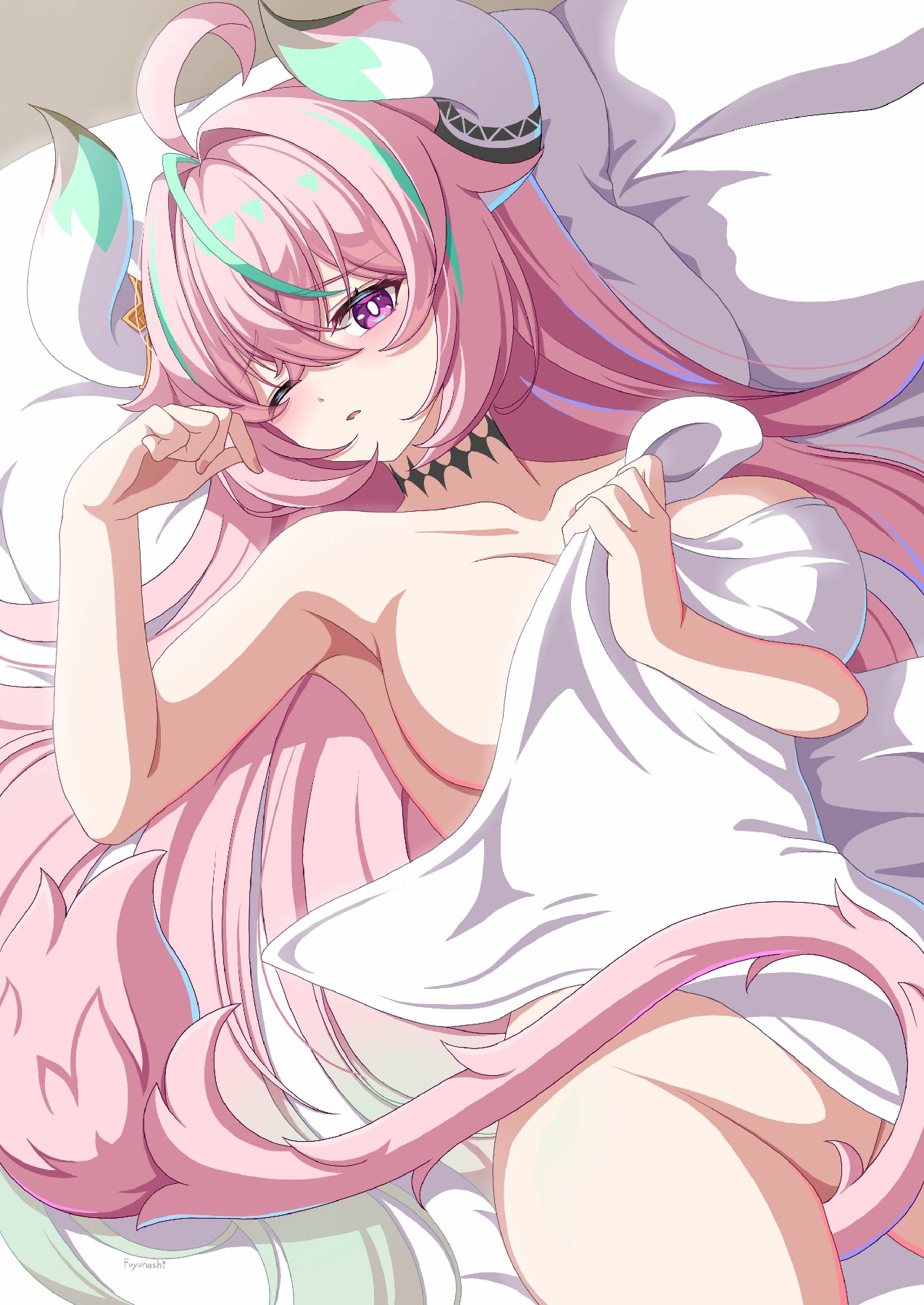 粉发兽耳二次元少女的慵懒瞬间