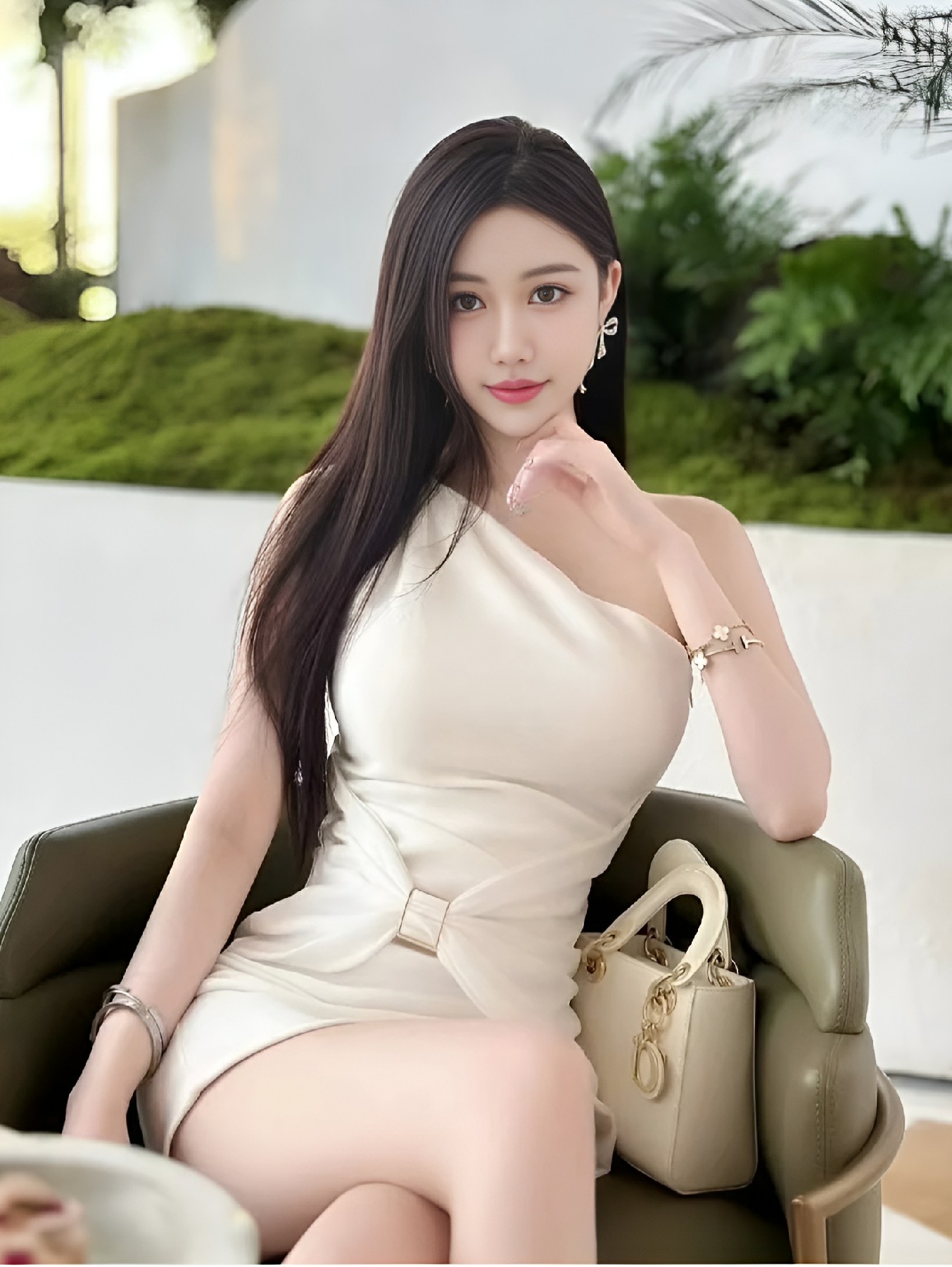 斜肩缎面裙诠释优雅，氛围感美人气质拉满