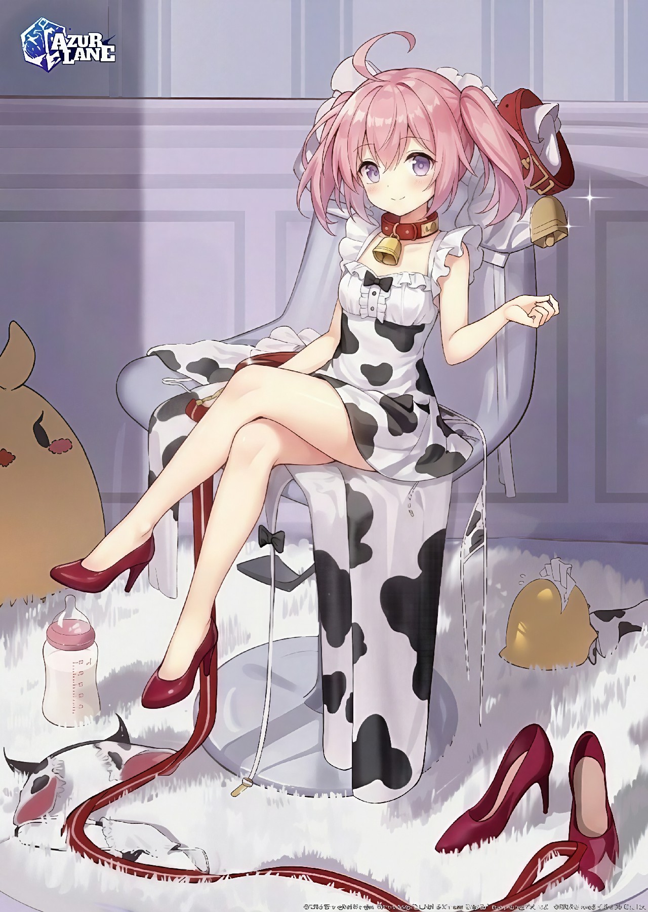 奶牛纹萌系少女|粉发双马尾可爱暴击