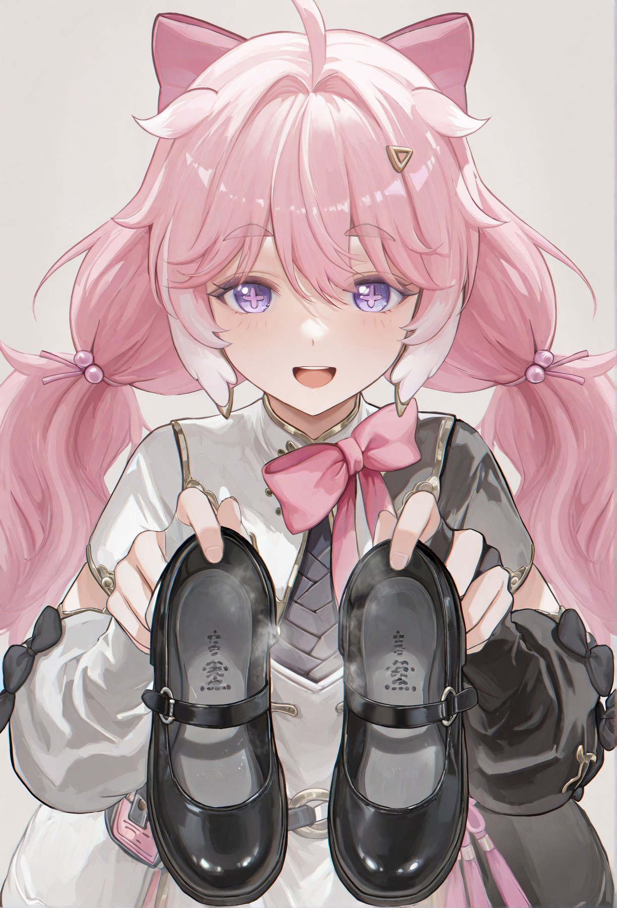 粉发双马尾萌妹递来暖乎乎的专属小皮鞋