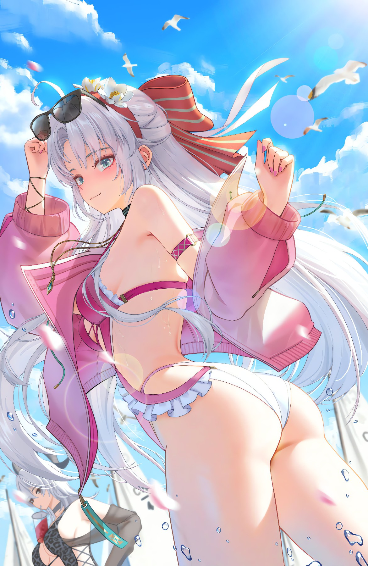 海边美少女的活力时尚穿搭