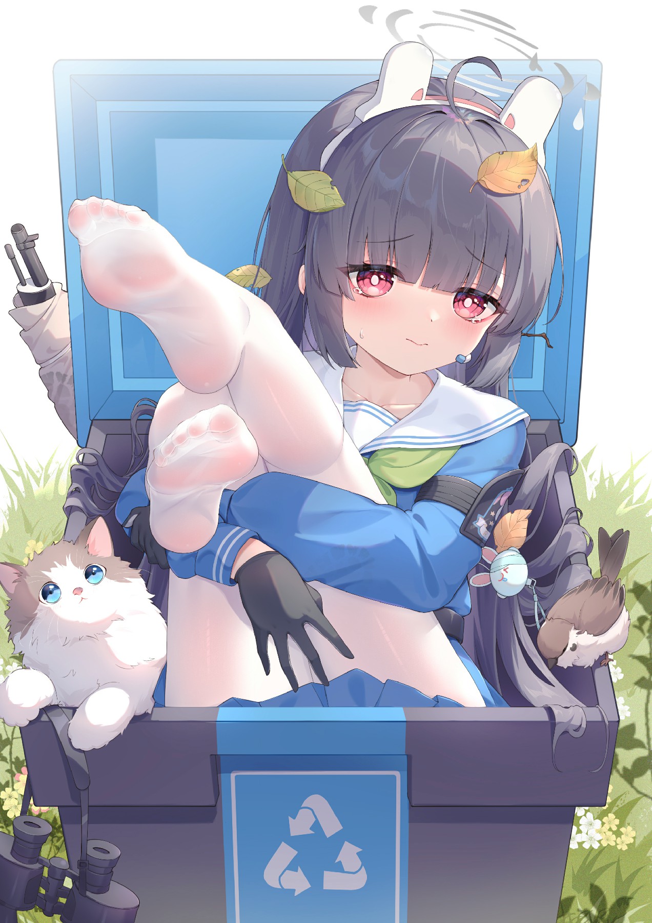 蓝箱水手服少女与萌宠治愈日常