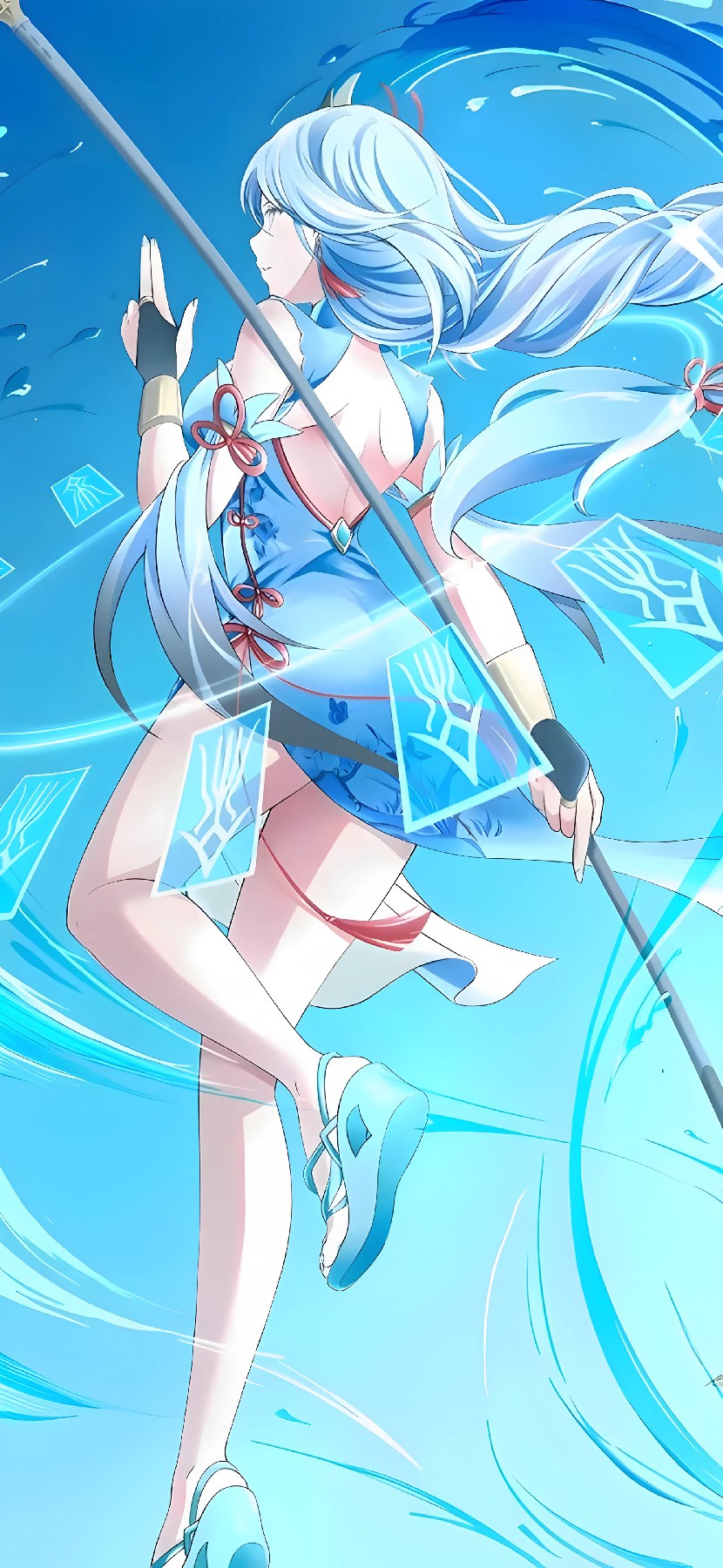 蓝发水韵旗袍少女，法术特效超惊艳！