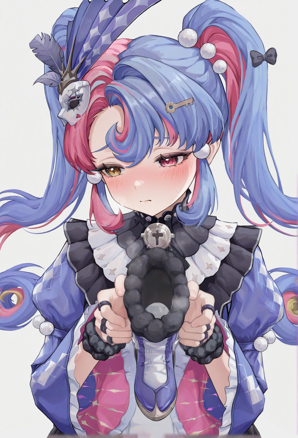 蓝粉双马尾少女持枪的暗黑洛丽塔瞬间