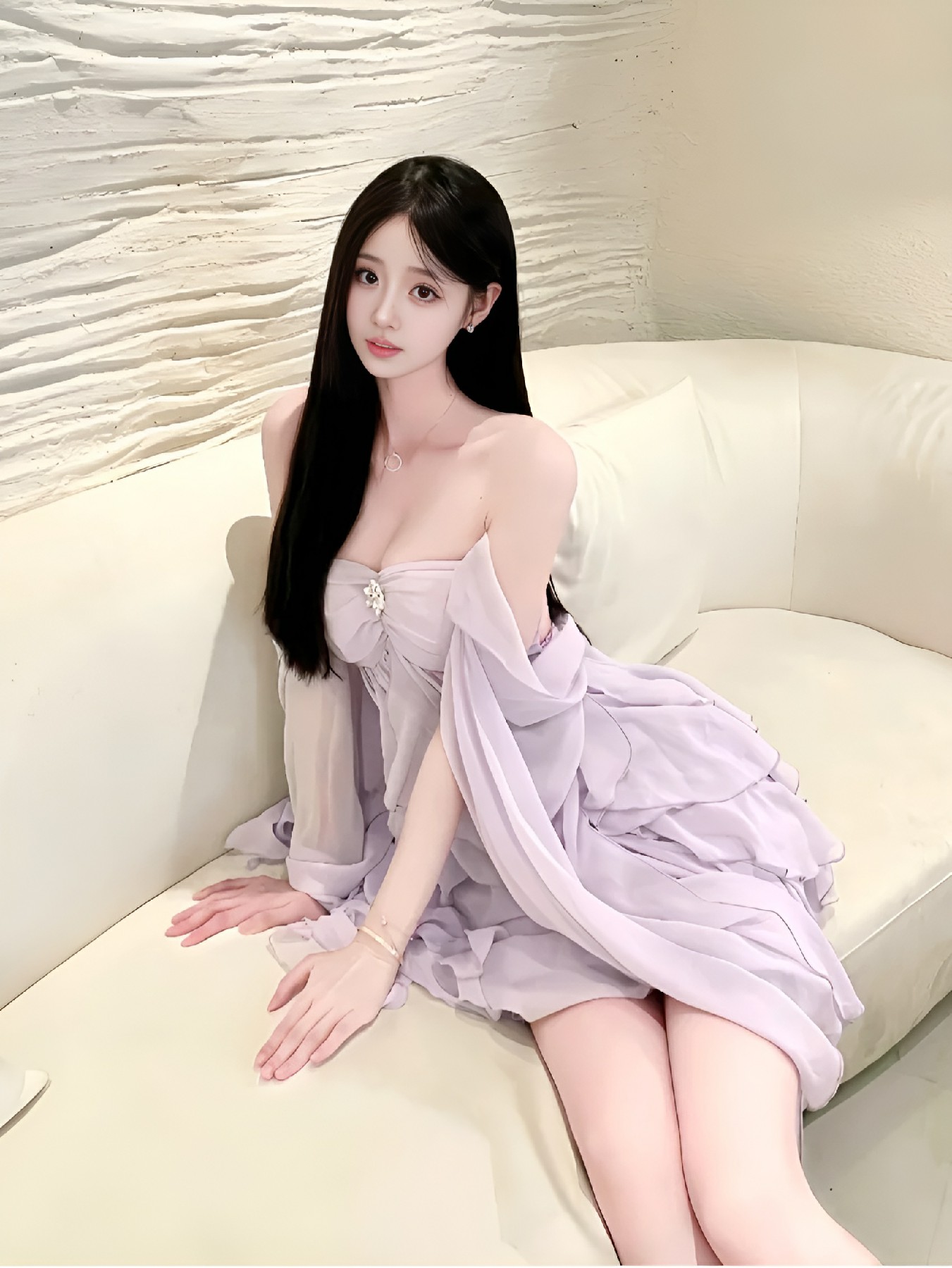 浅紫抹胸纱裙尽显柔婉，甜系氛围感直接拉满