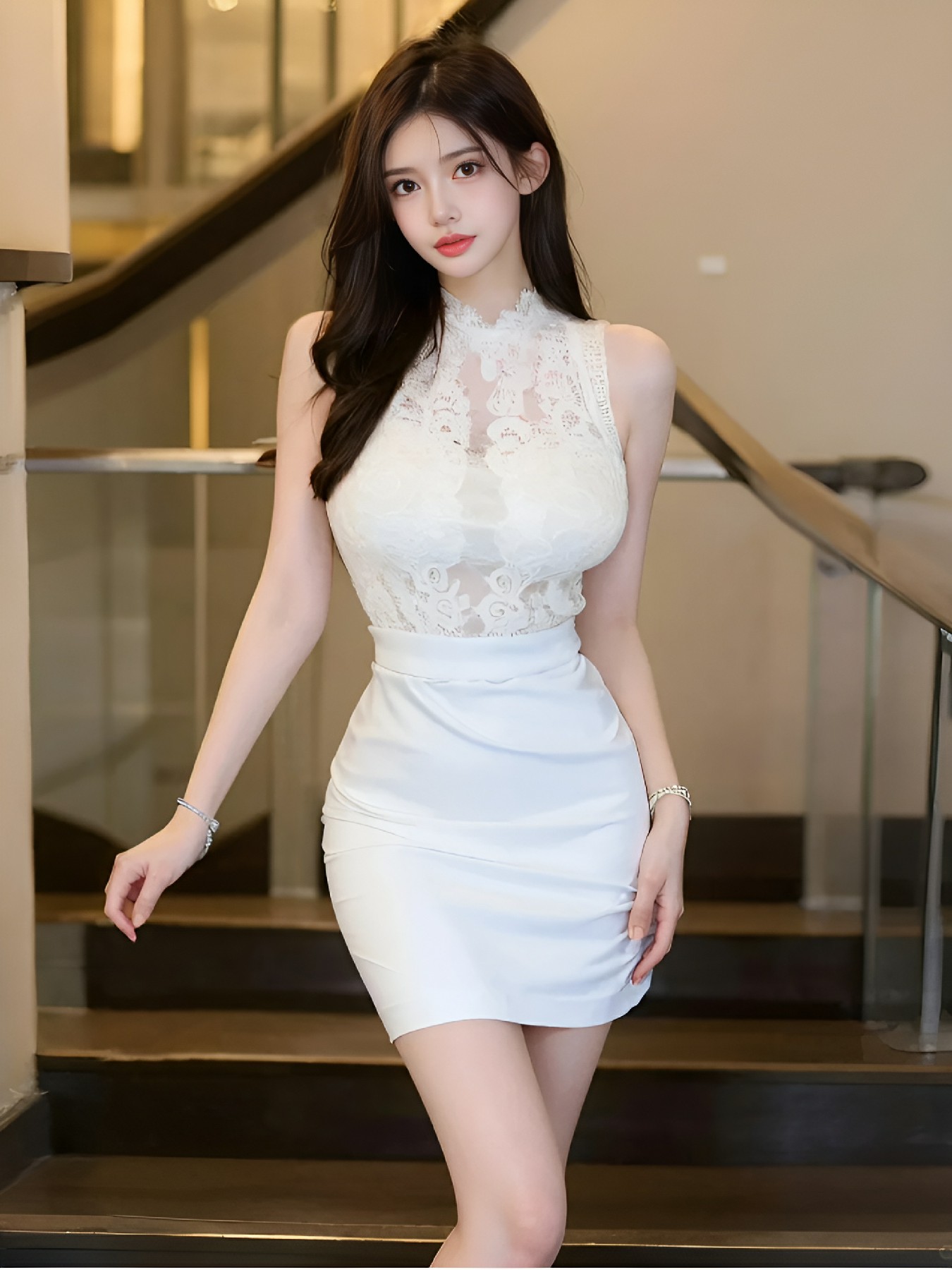 白色蕾丝包臀裙 优雅性感的穿搭look