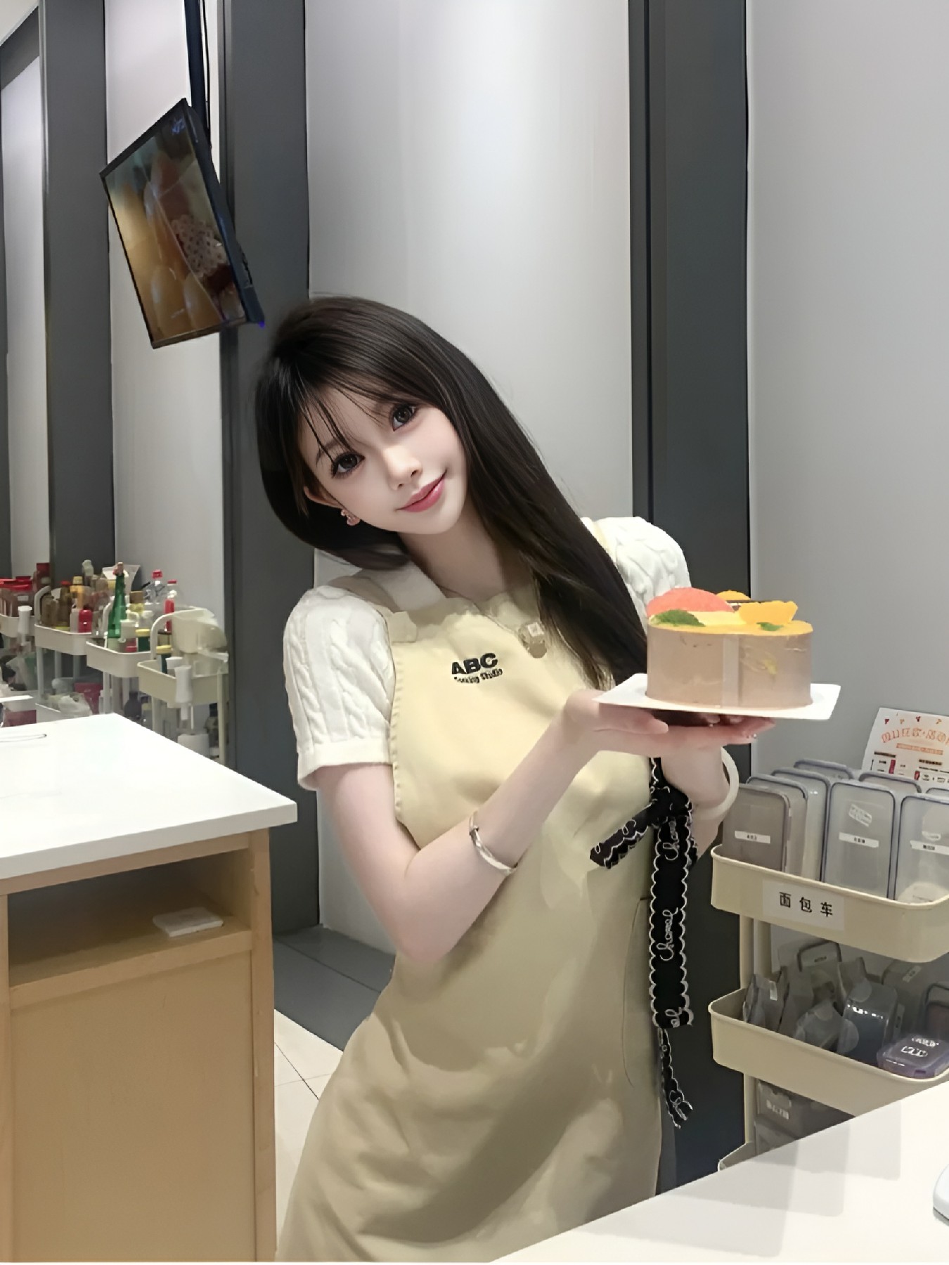 甜美烘焙女孩与美味蛋糕的邂逅