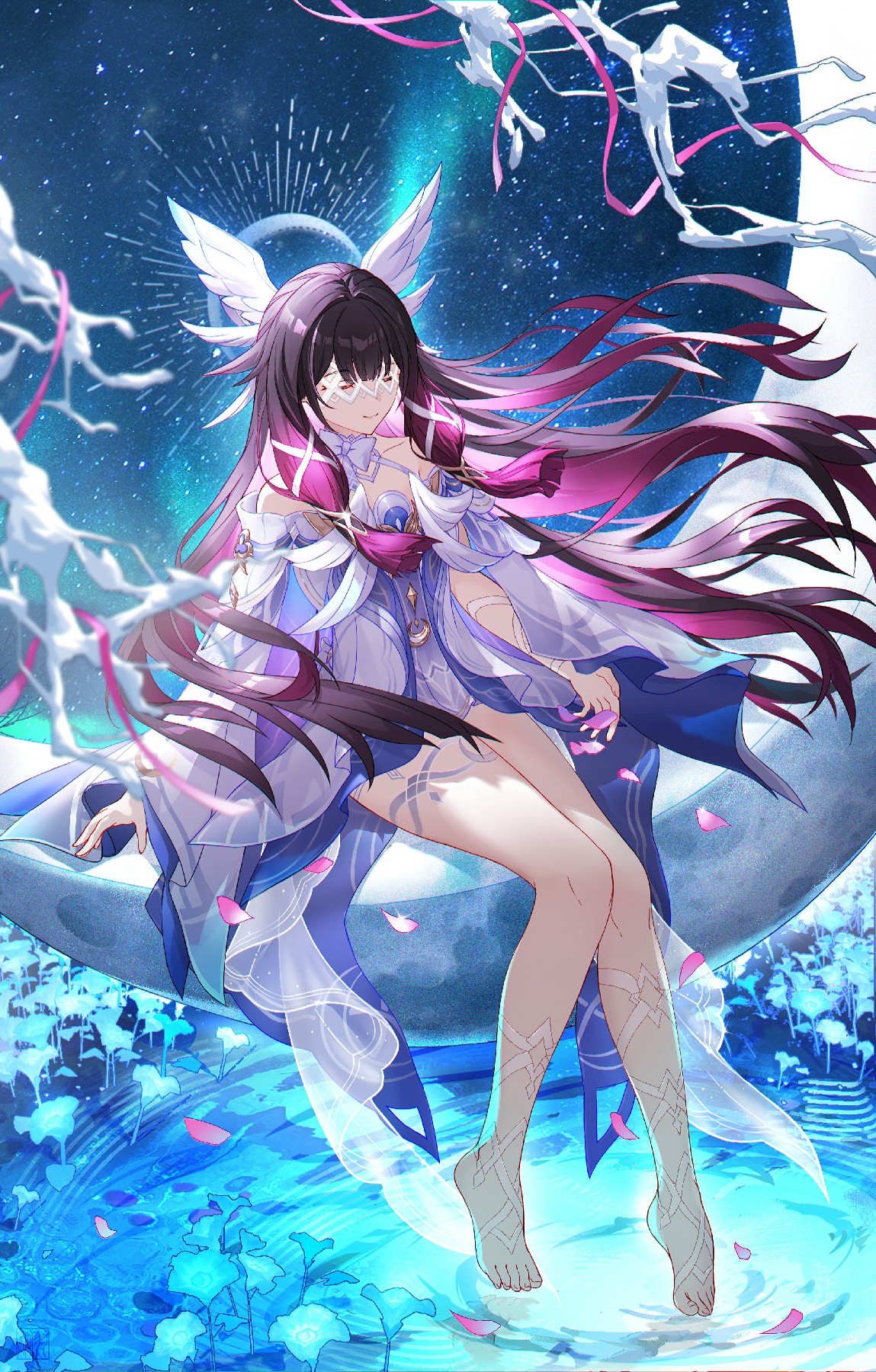 星空花海间的梦幻二次元美少女