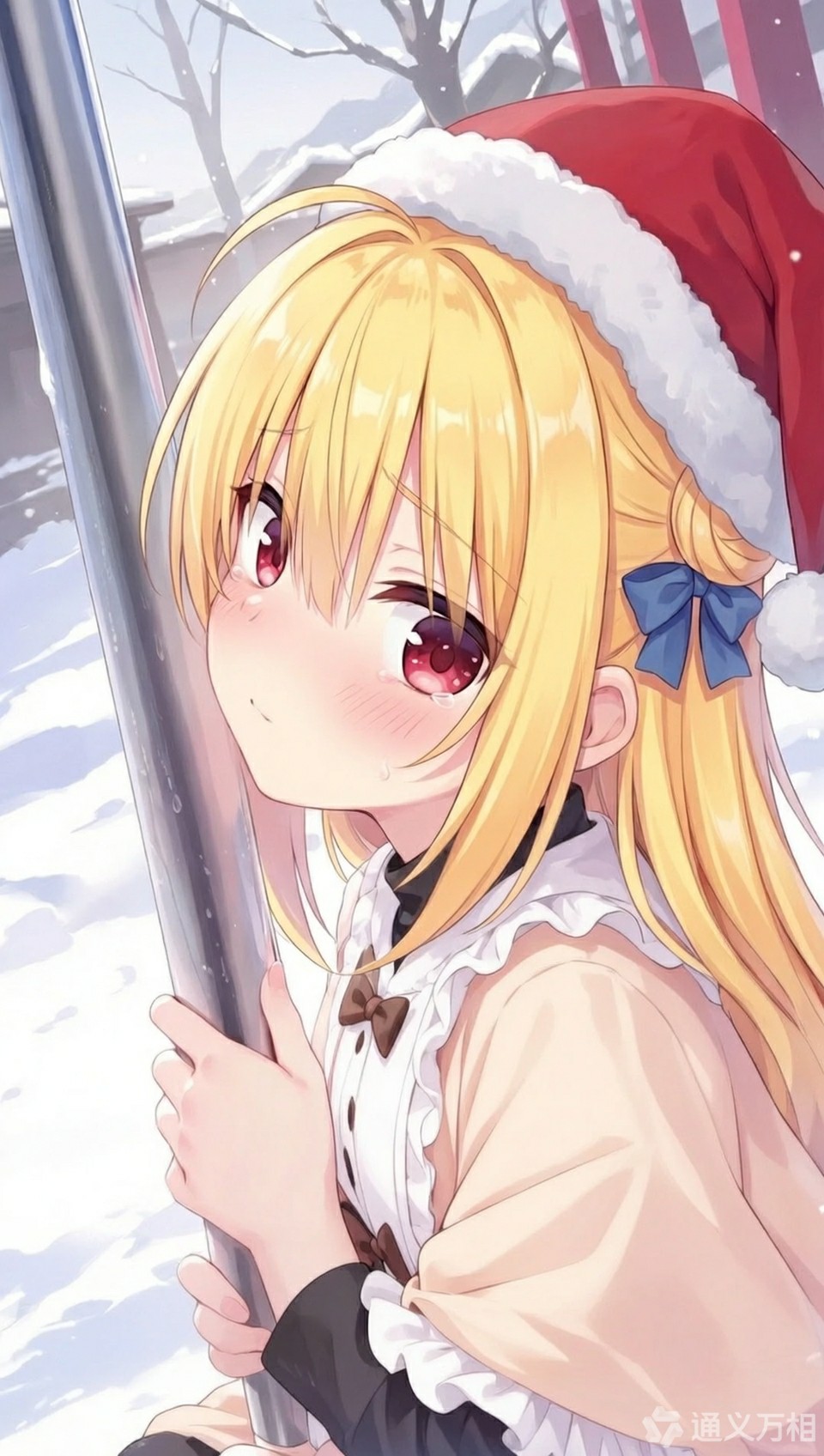 雪天圣诞萌系金发少女的冬日治愈感