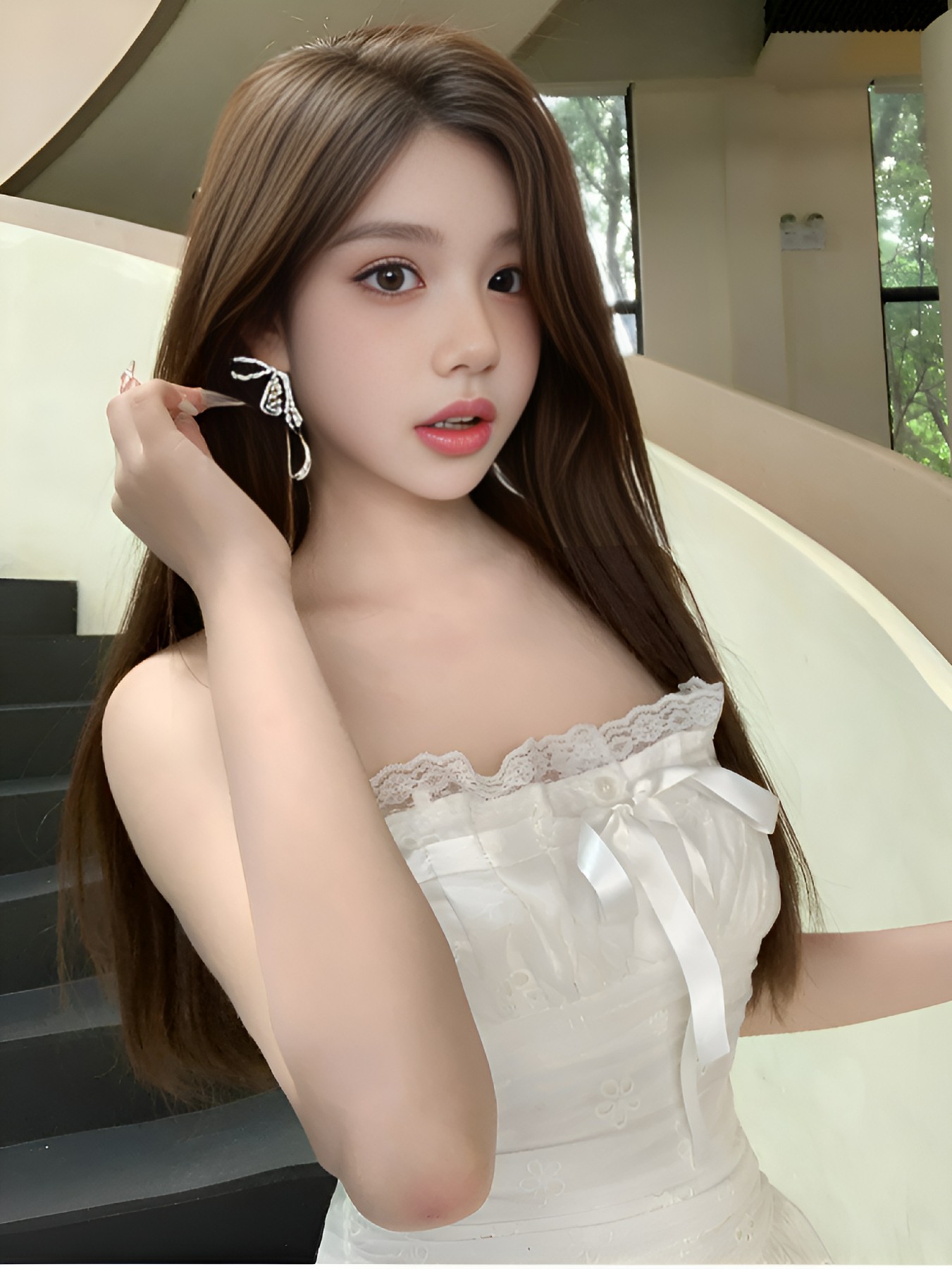 温柔系白衣少女的优雅瞬间