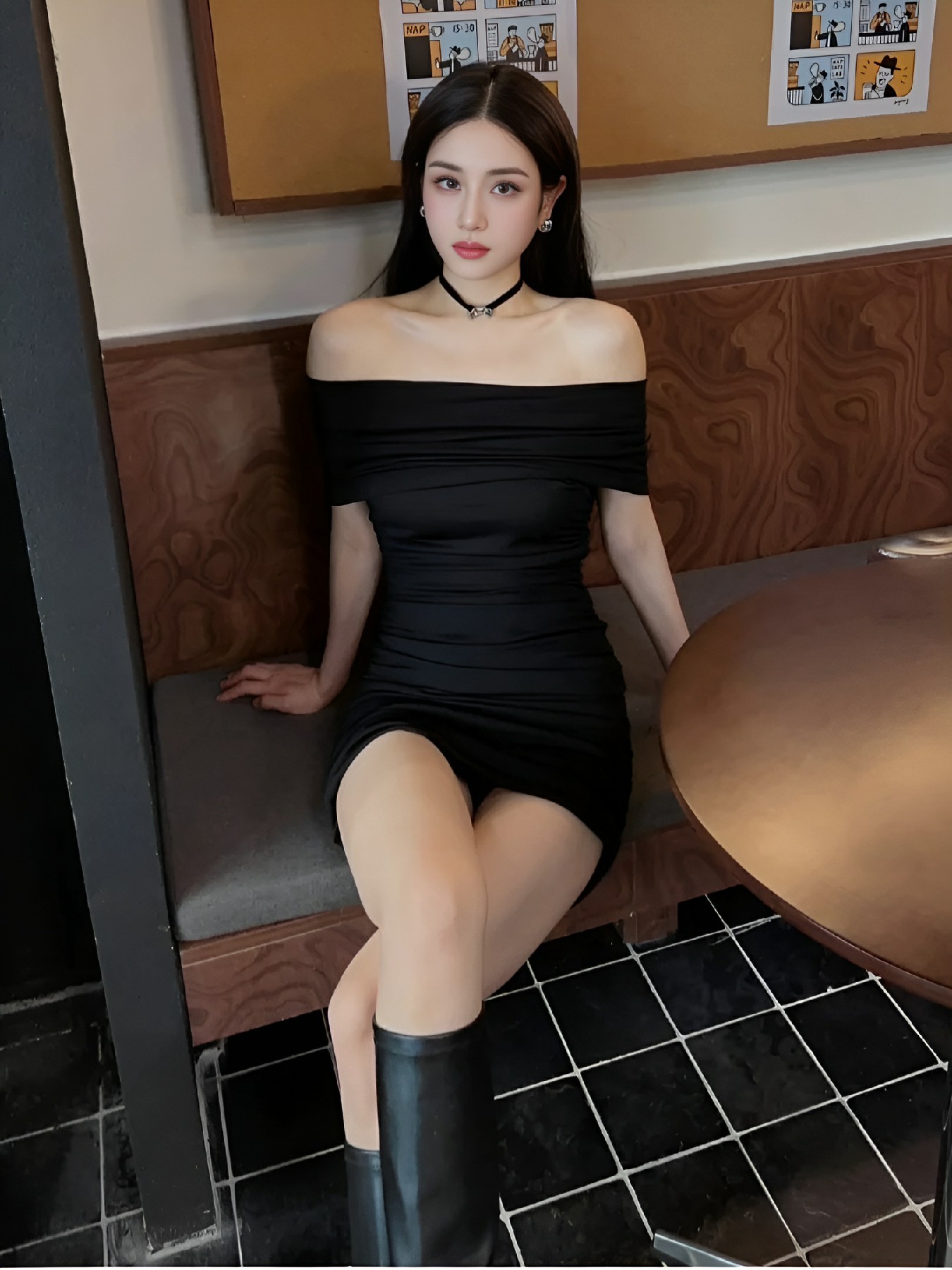 黑裙氛围感拉满！露肩辣妹风绝了