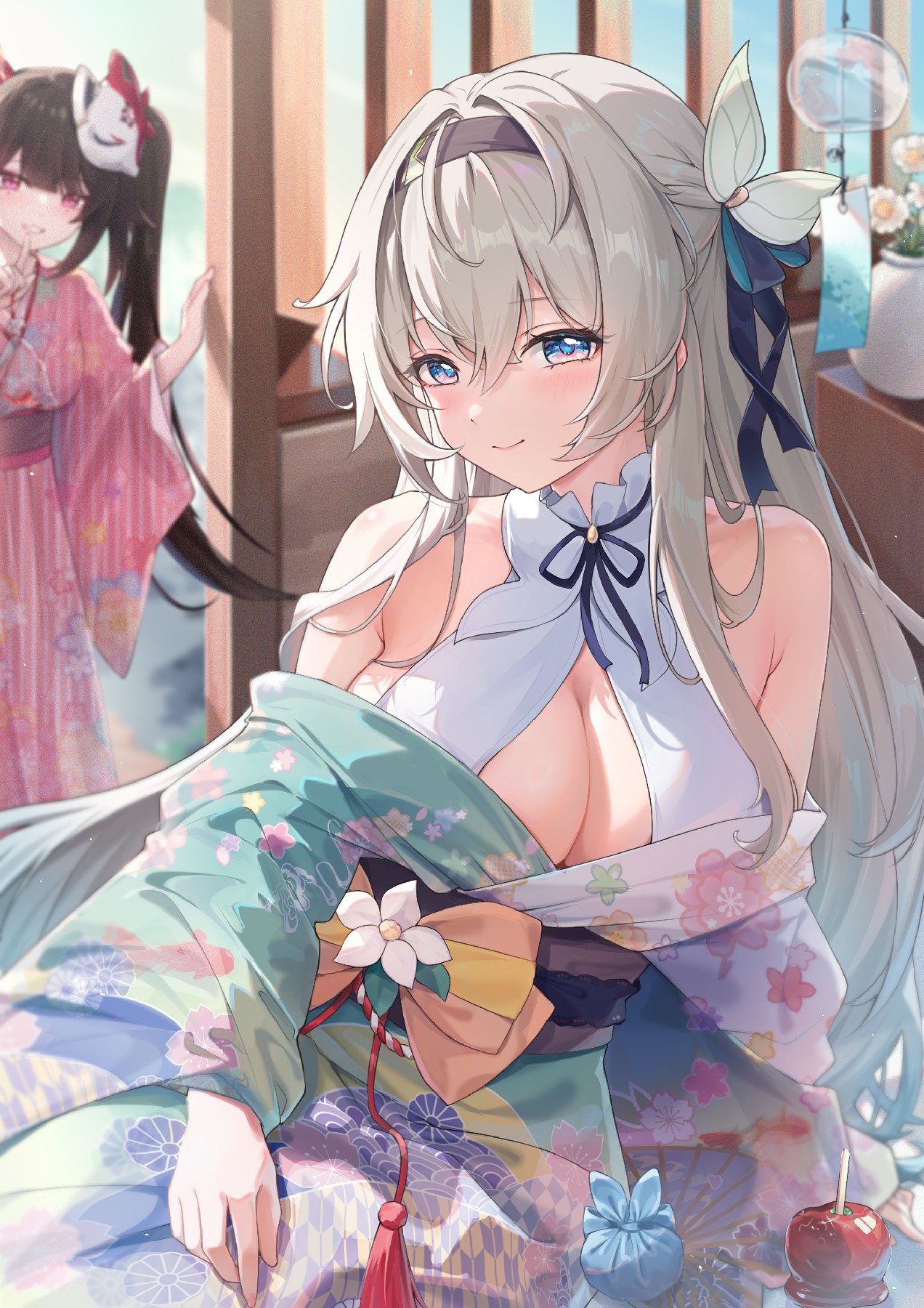 和风庭院里，流萤与花火的夏日温柔邂逅