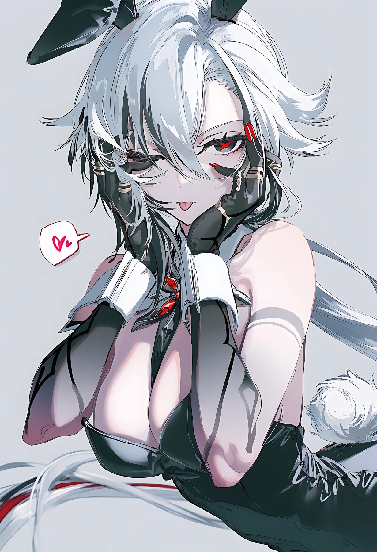 银发兔耳娘二次元性感造型