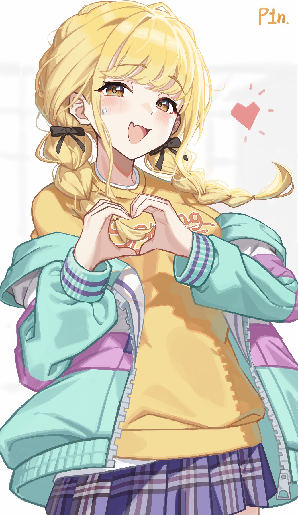 可爱双马尾少女比心 甜度超标超治愈