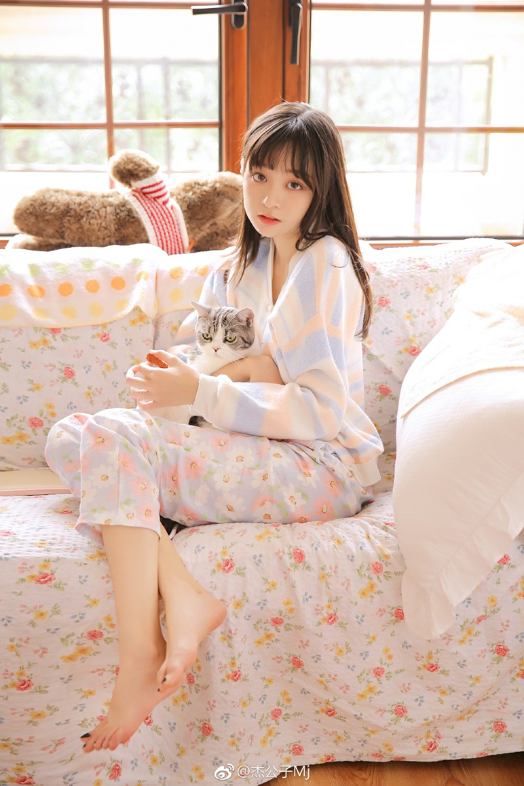 居家撸猫时光｜碎花与软萌的治愈日常