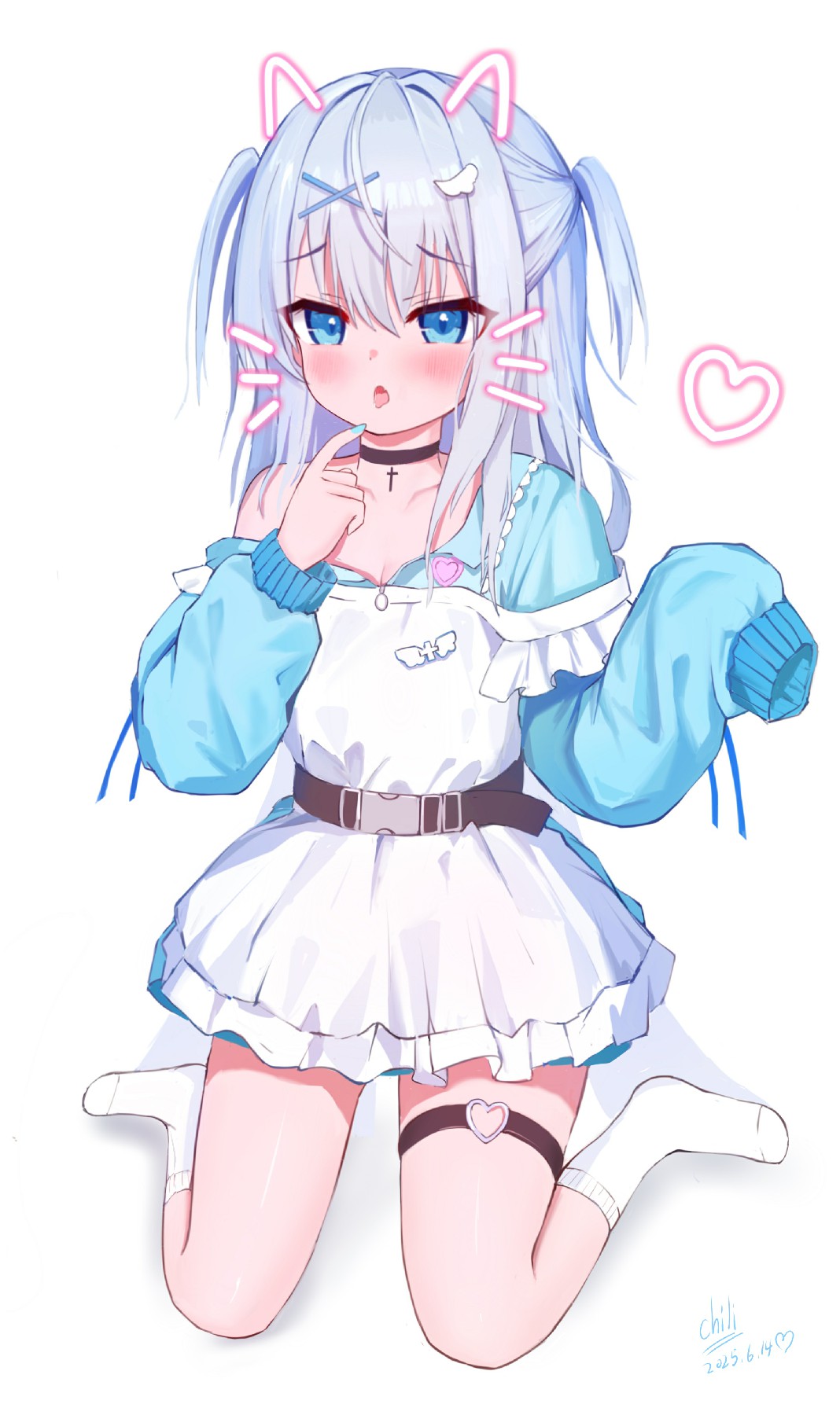 霓虹猫耳银发软妹，娇羞模样戳中少女心