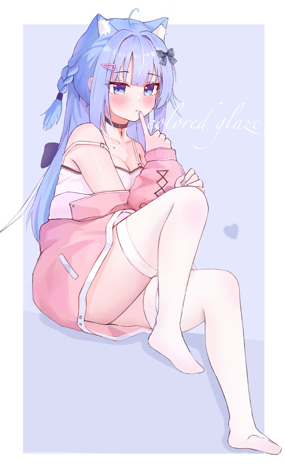 蓝发猫耳少女的甜美粉色系穿搭