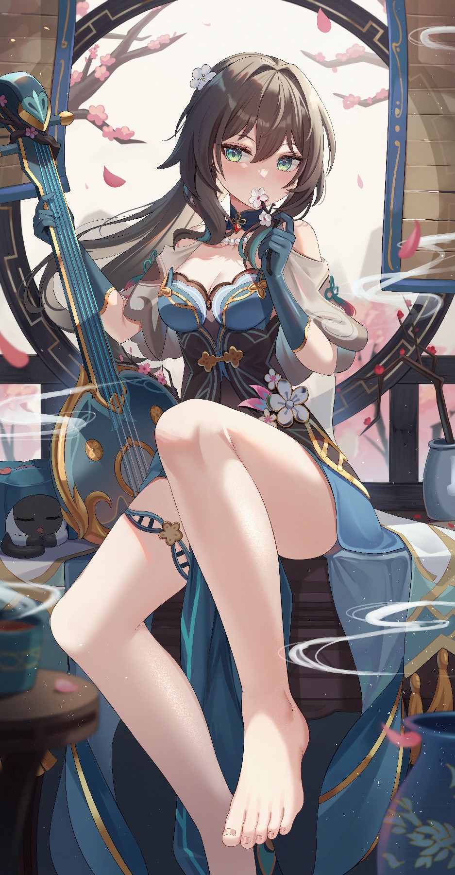 蓝调古风琵琶少女·春日古韵氛围感