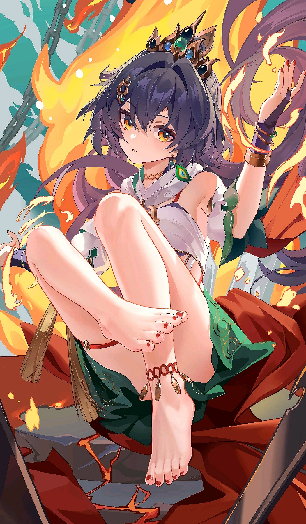 烈焰环绕的二次元古风美少女登场