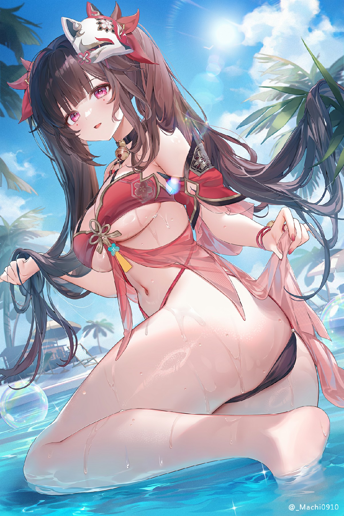 二次元泳装美少女的夏日海滩时刻