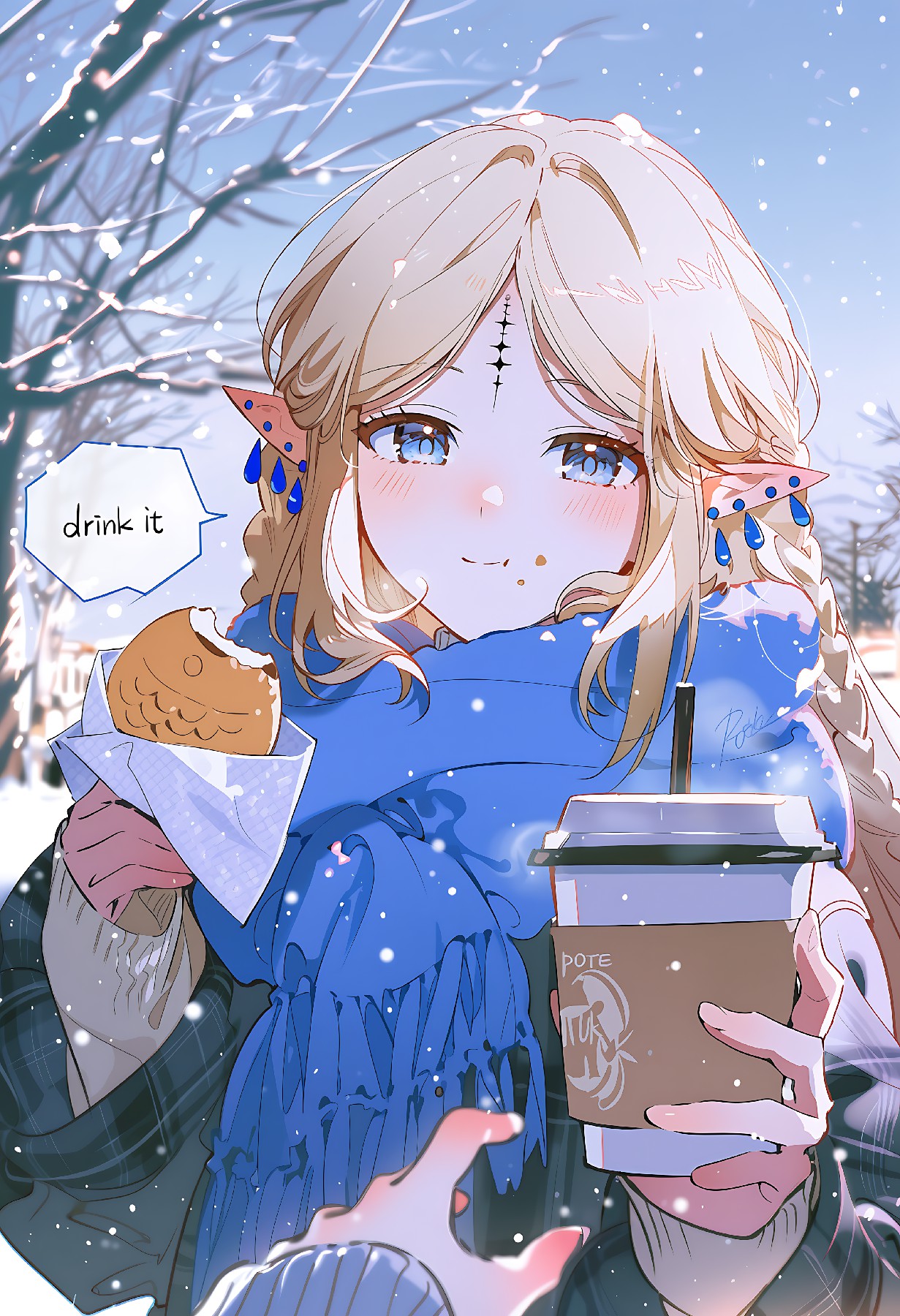 冬日精灵少女的暖心饮品时刻