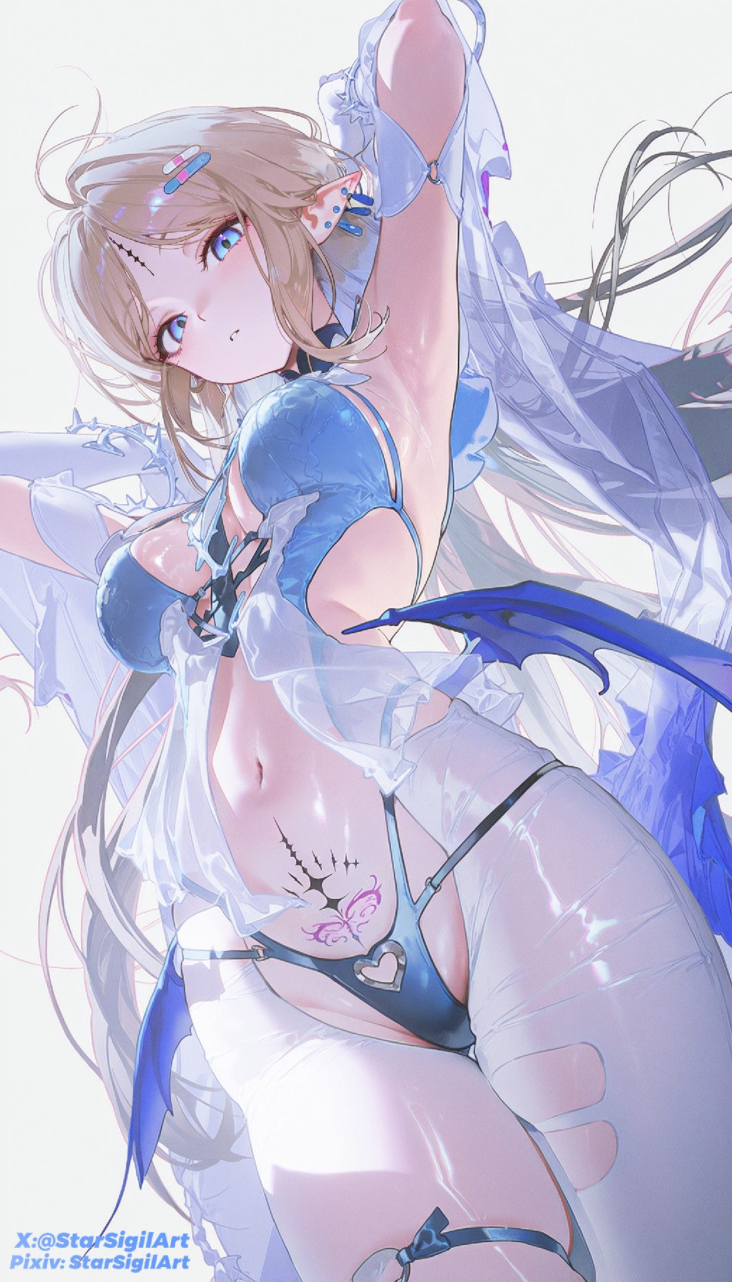 蓝白精灵系少女，二次元心动暴击