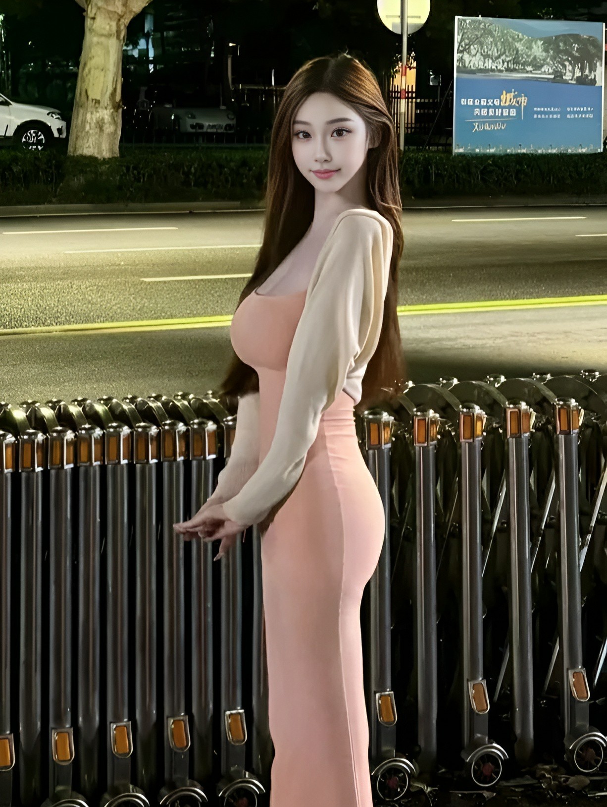 夜街氛围感穿搭｜粉色修身裙超显身材