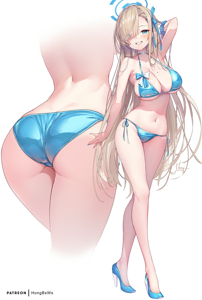 碧蓝档案一之濑明日奈 亮面泳装尽显魅力