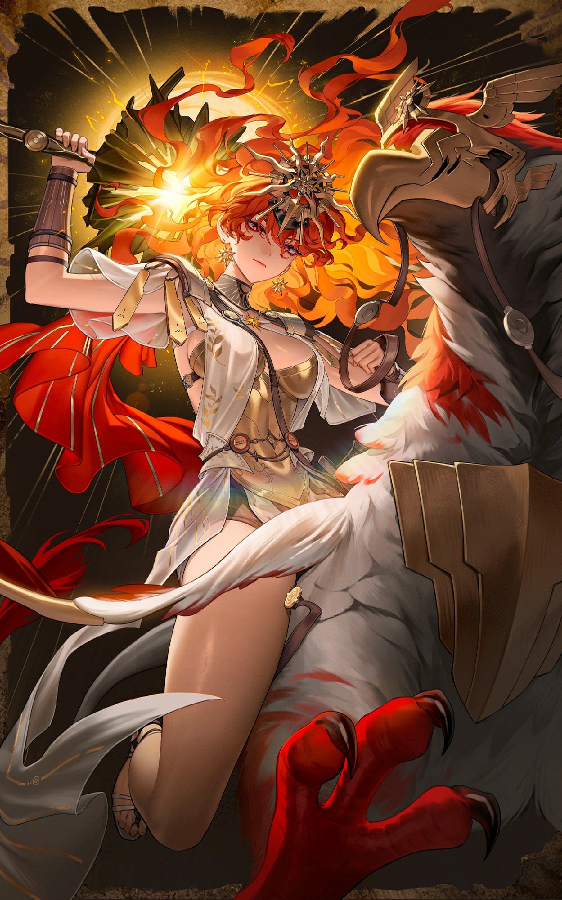 红发女战神驾驭狮鹫 炽焰环绕的华丽瞬间