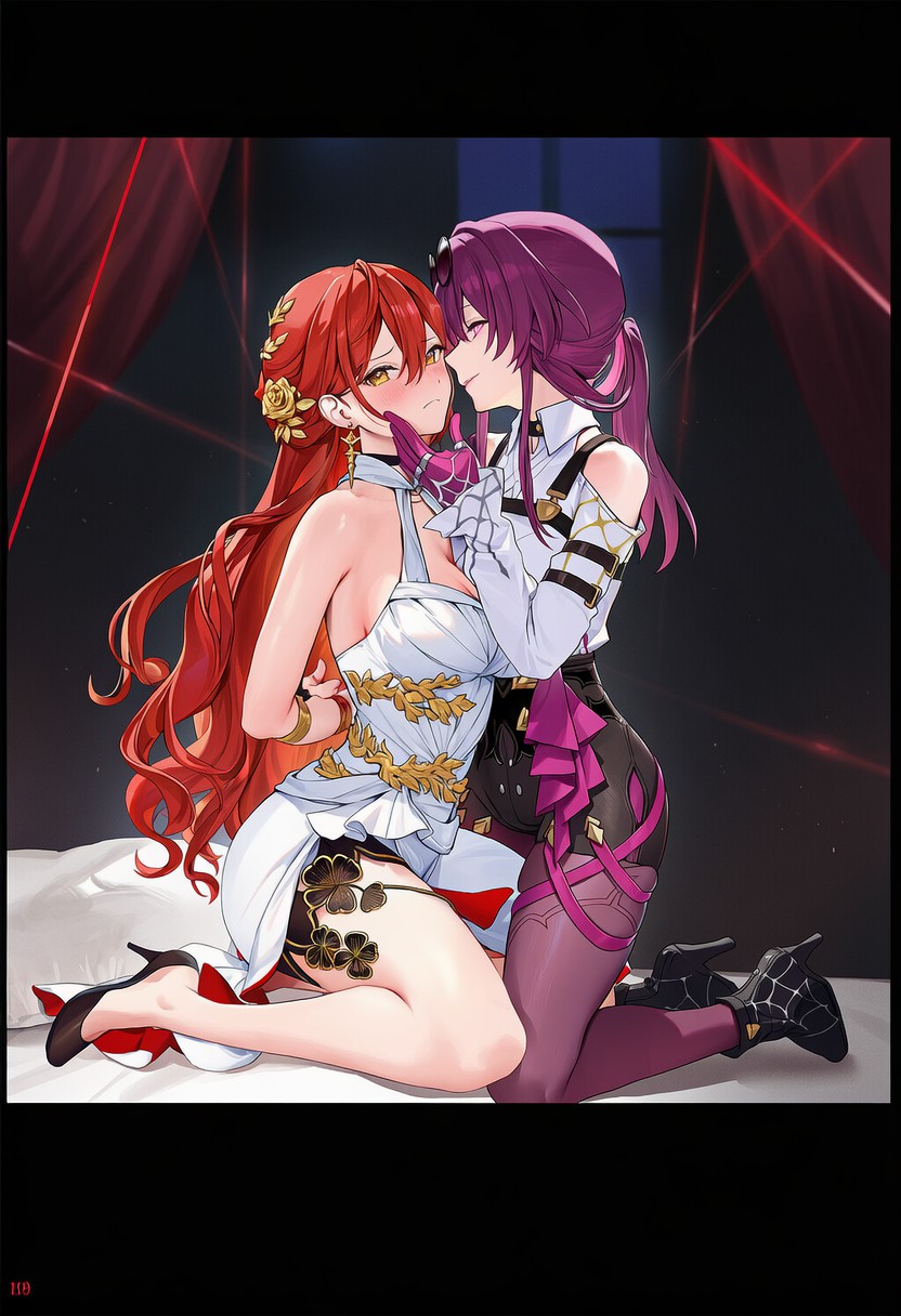 红紫双姝亲密互动，华丽服饰超吸睛